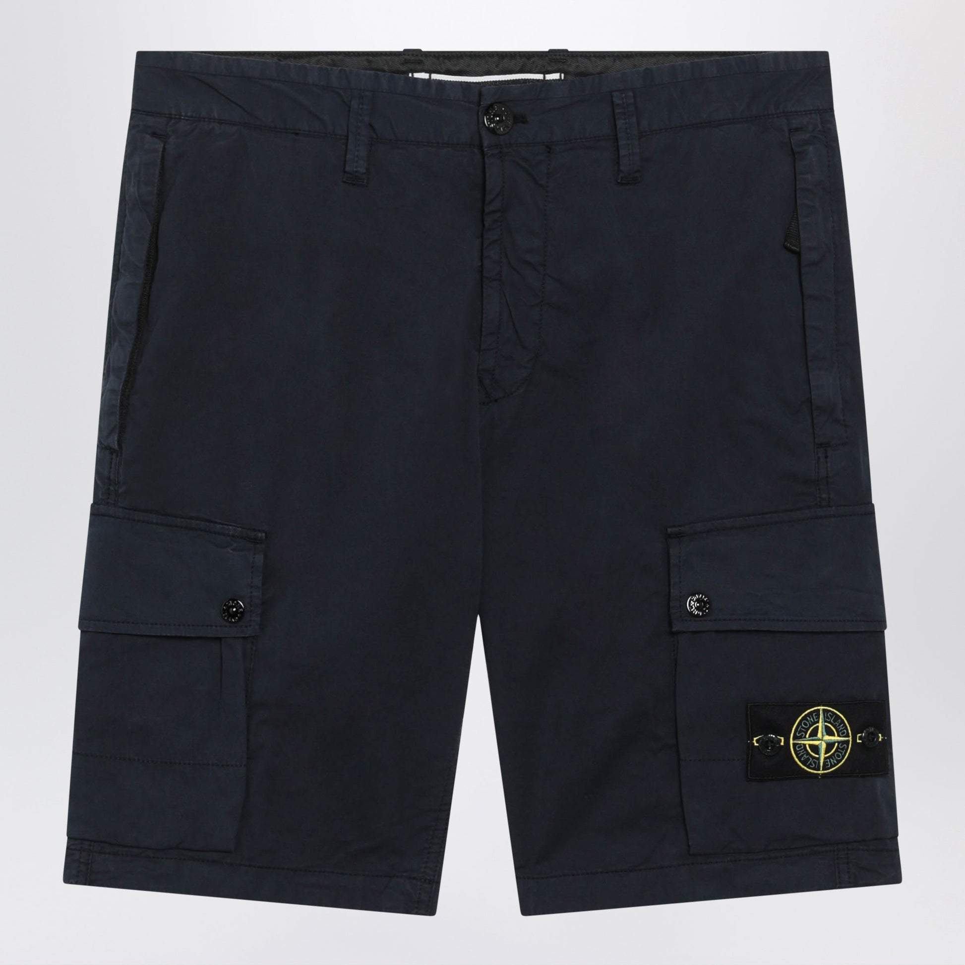 Stone Island Navy Blue Stretch Cotton Cargo Shorts Men STONE ISLAND