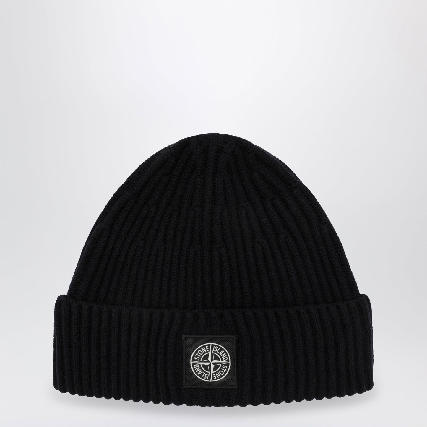 Stone Island Navy Wool Beanie With Compass Patch Men STONE ISLAND