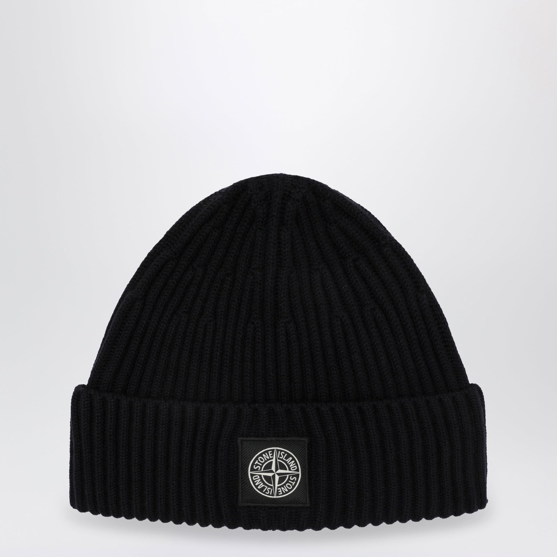Stone Island Navy Wool Beanie With Compass Patch Men STONE ISLAND