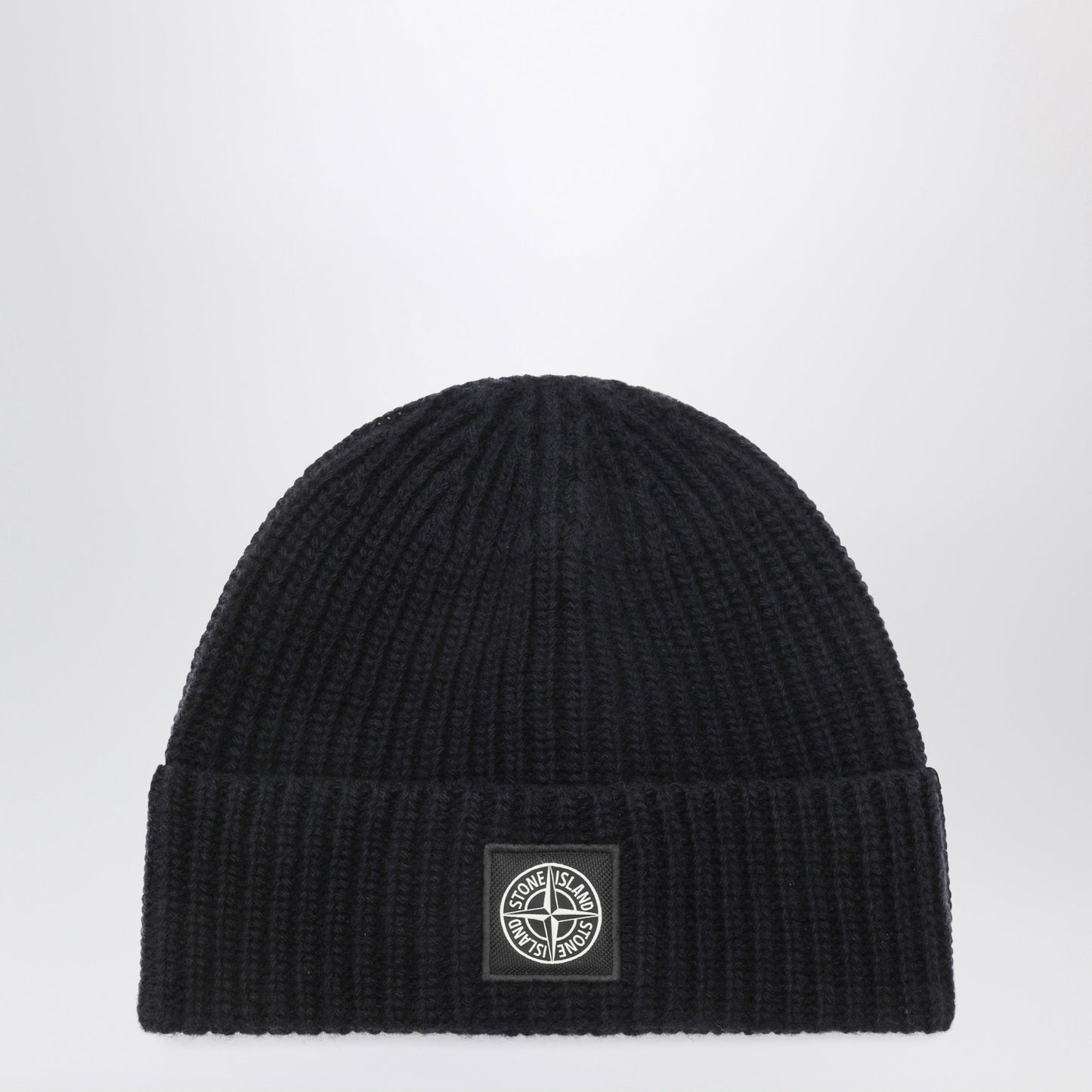 Stone Island Navy Blue Wool Beanie With Compass Patch Men STONE ISLAND