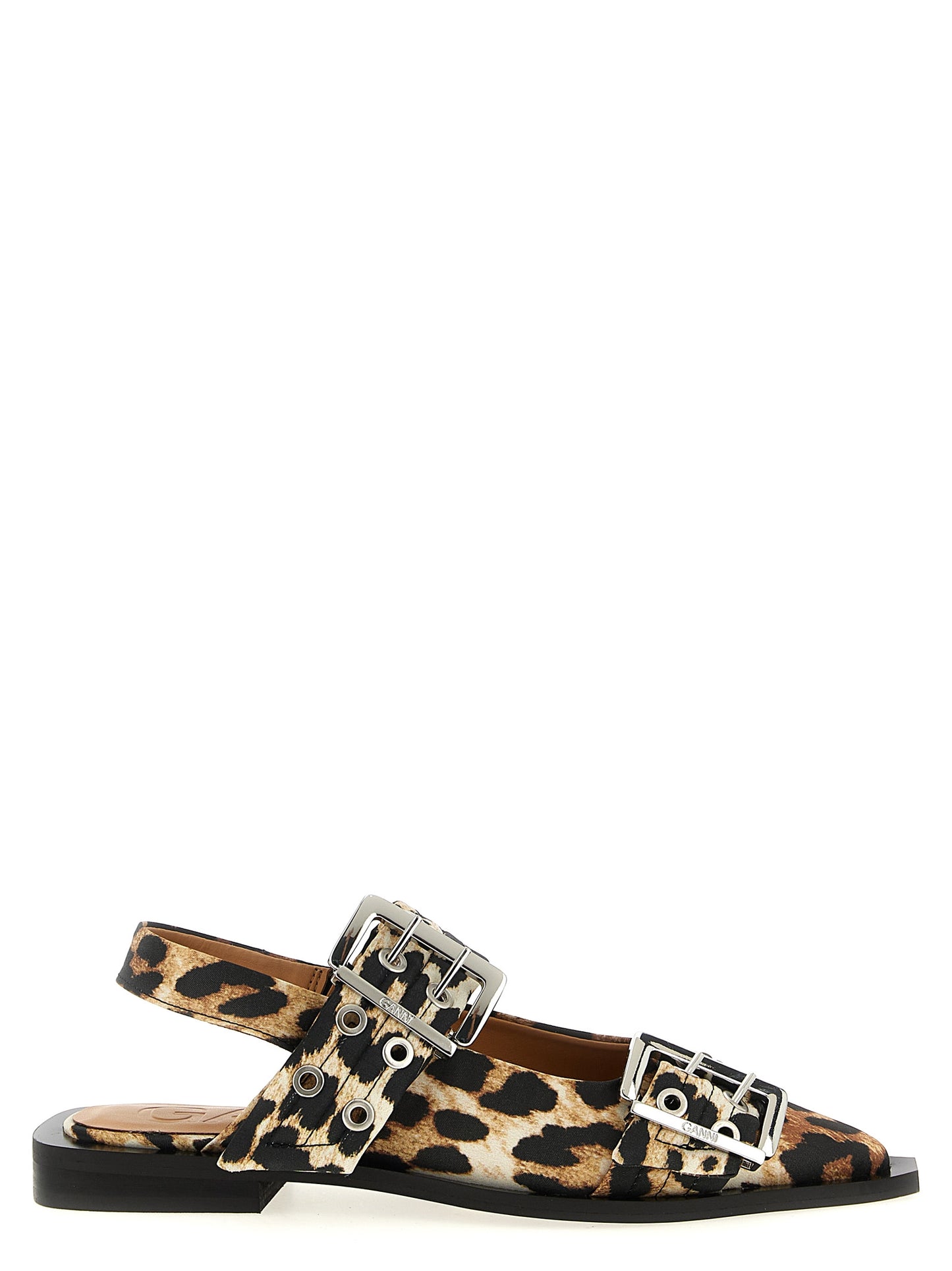 Ganni Women 'Leopard Satin Feminine Buckle' Slingback GANNI