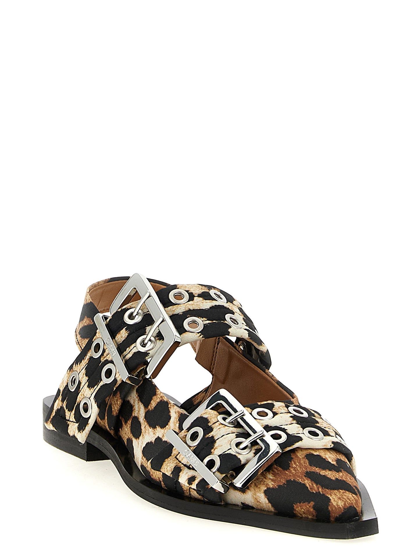Ganni Women 'Leopard Satin Feminine Buckle' Slingback GANNI