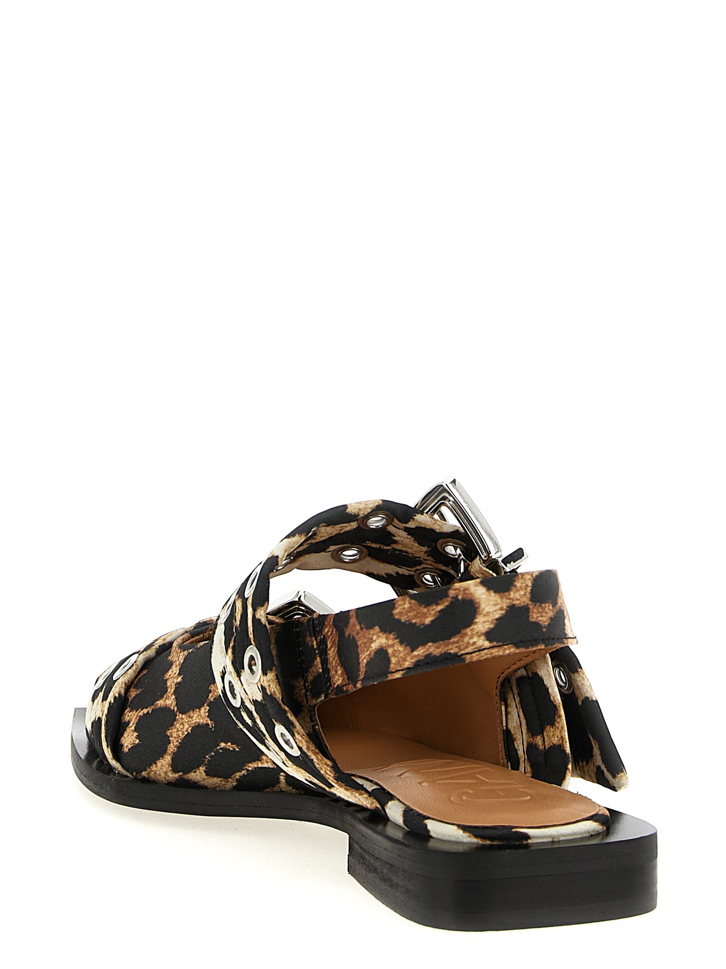 Ganni Women 'Leopard Satin Feminine Buckle' Slingback GANNI