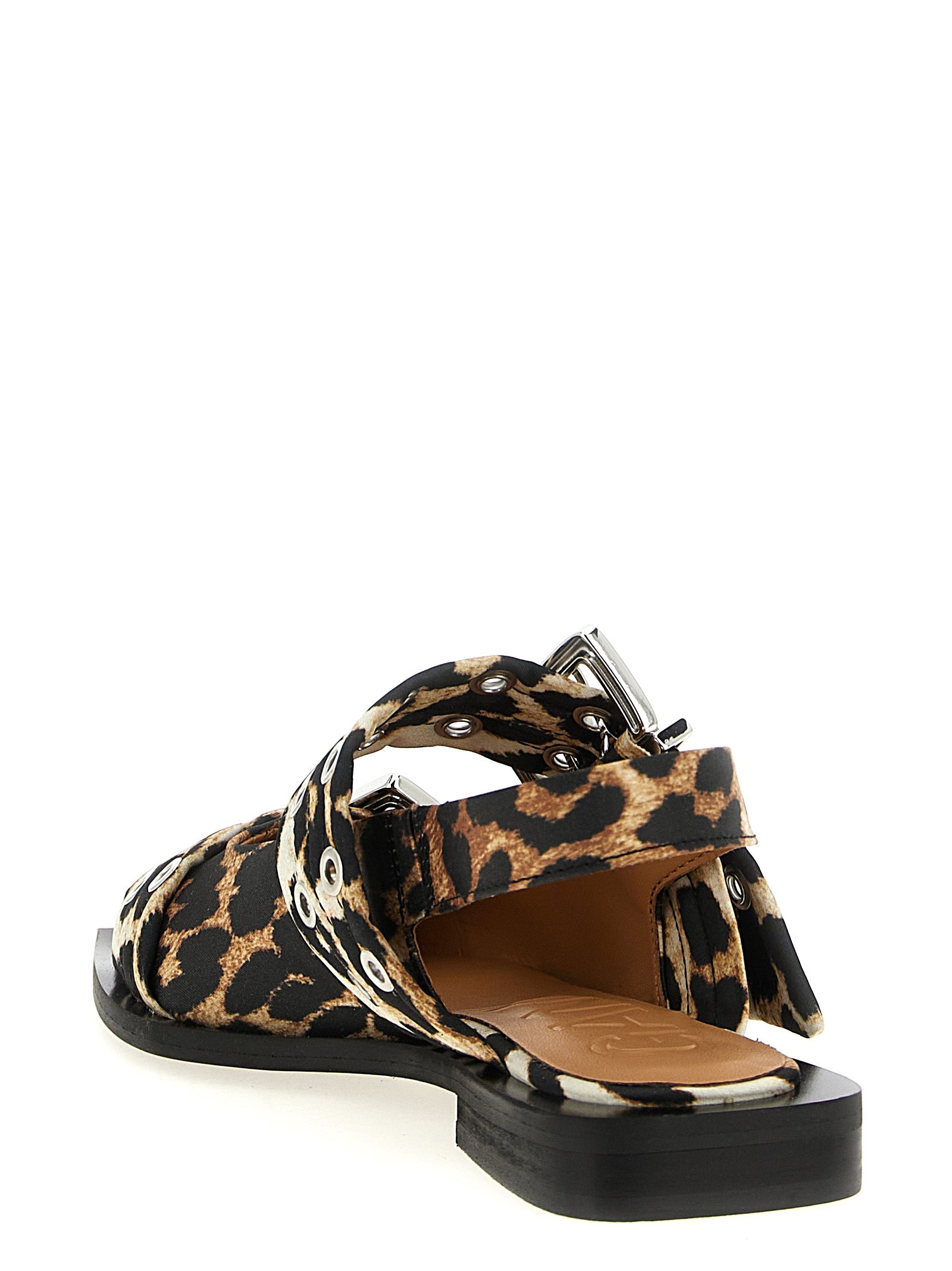 Ganni Women 'Leopard Satin Feminine Buckle' Slingback GANNI