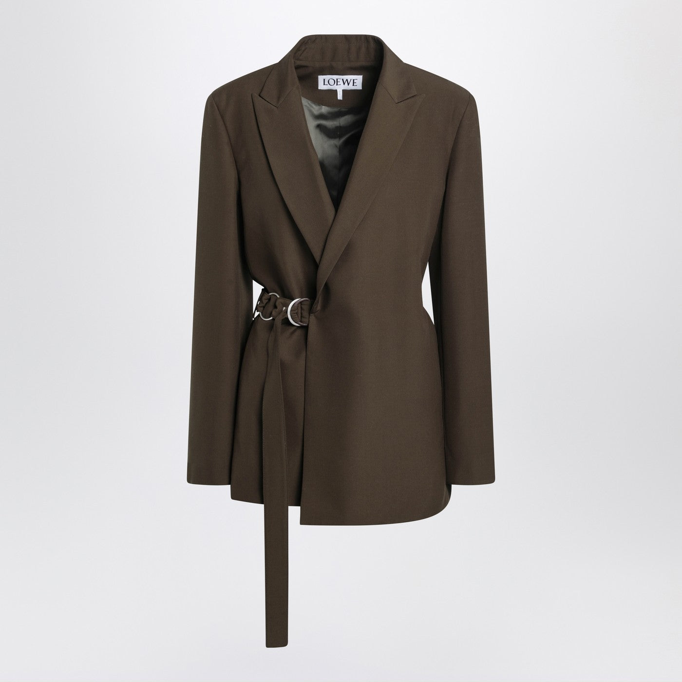 Loewe Khaki Green Double-Breasted Wool Jacket Women LOEWE