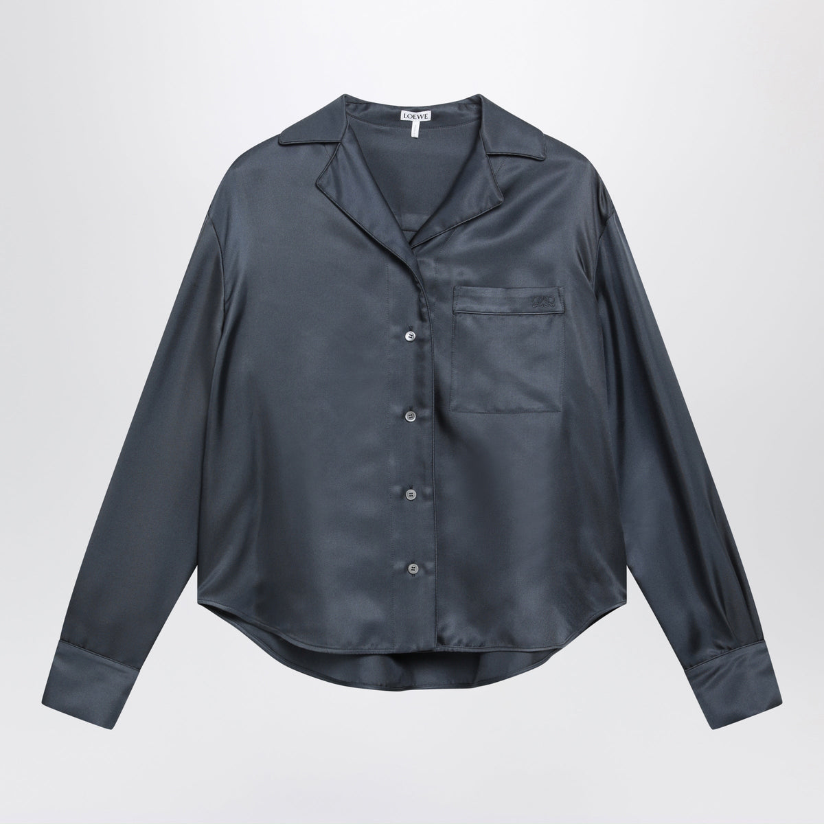 Loewe Dark Grey Silk Twill Pajama Shirt Women LOEWE