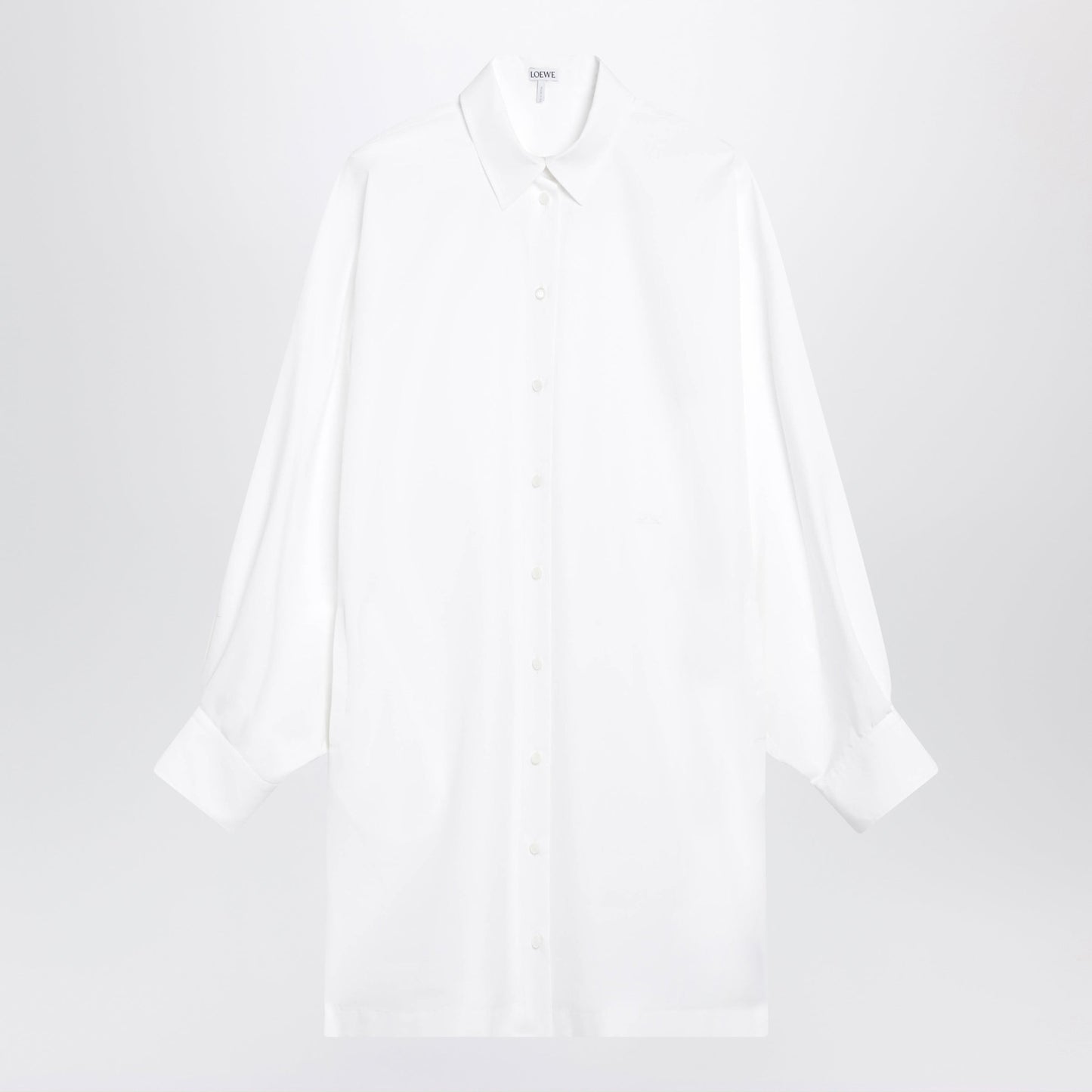 Loewe White Cotton Poplin Shirt Dress With Batwing Sleeves Women LOEWE