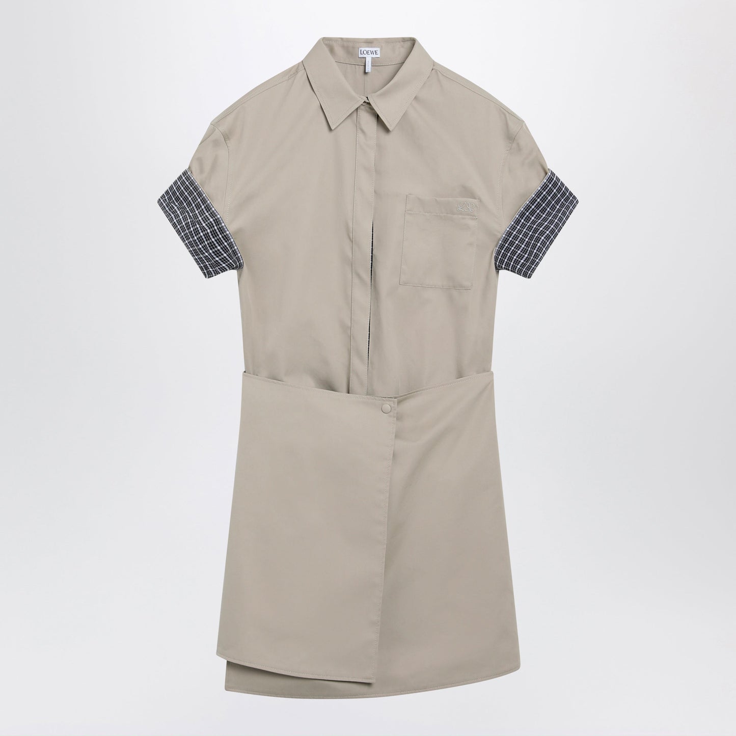 Loewe Short Cotton And Silk Wrap Dress In Beige Women LOEWE