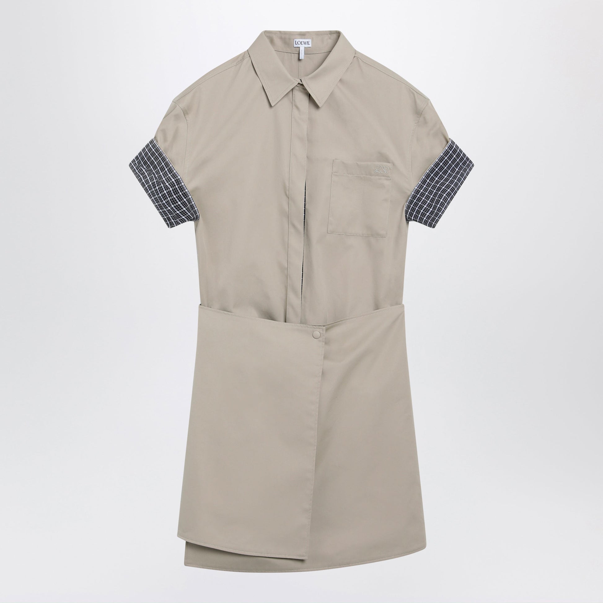 Loewe Short Cotton And Silk Wrap Dress In Beige Women LOEWE