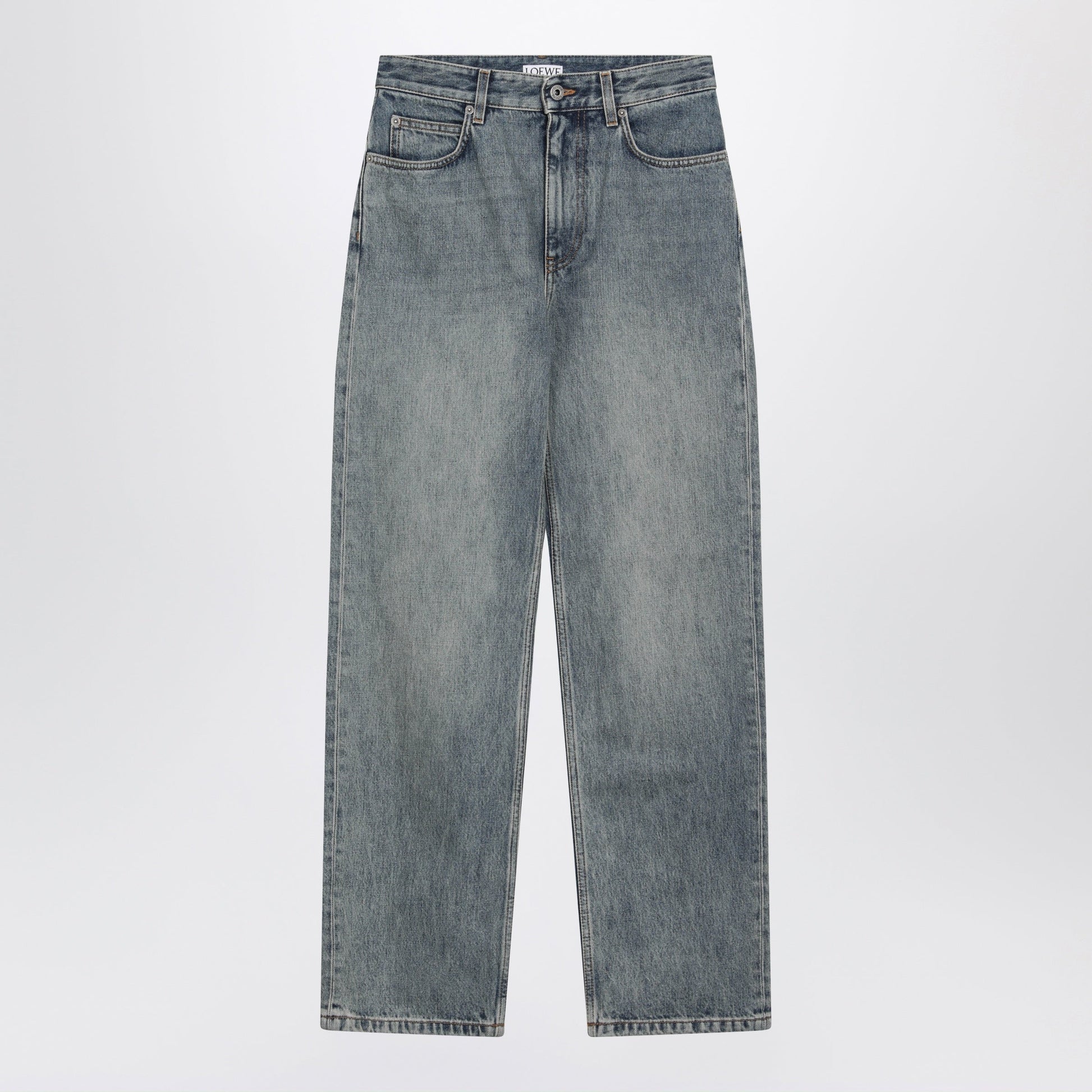 Loewe Anagram-Embroidered Jeans In Washed Cotton Denim Women LOEWE