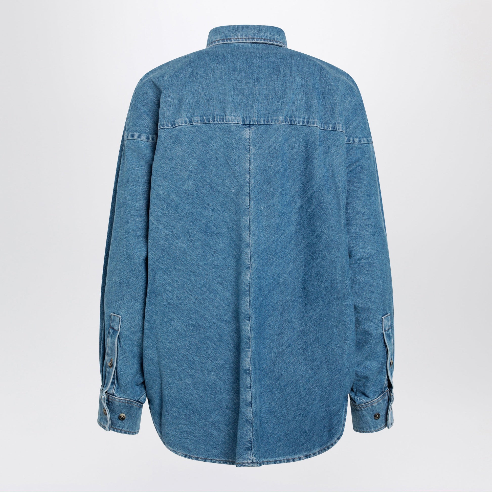 Loewe Light Blue Washed Cotton Denim Shirt Women LOEWE