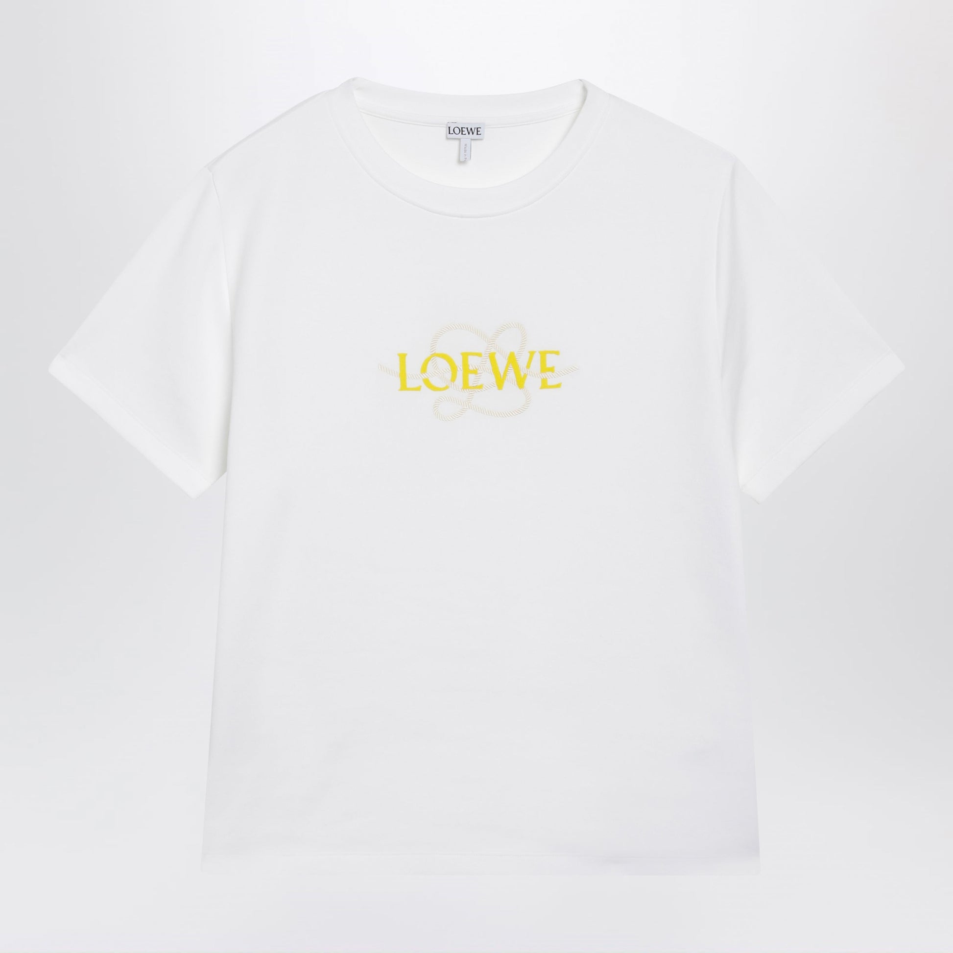 Loewe White Cotton T-Shirt With Embroidered Logo Women LOEWE