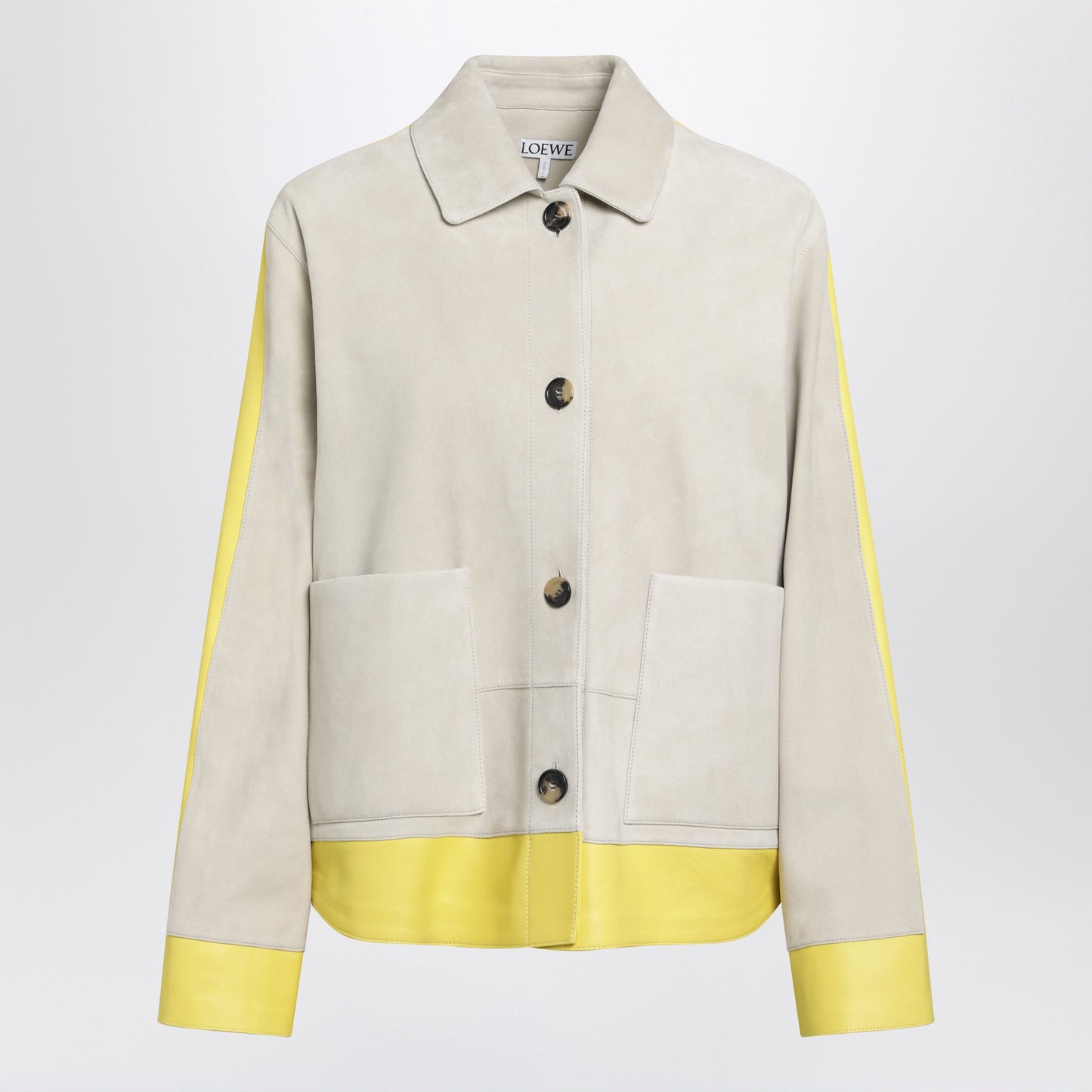 Loewe Light Grey Suede Jacket With Contrasting Inserts Women LOEWE