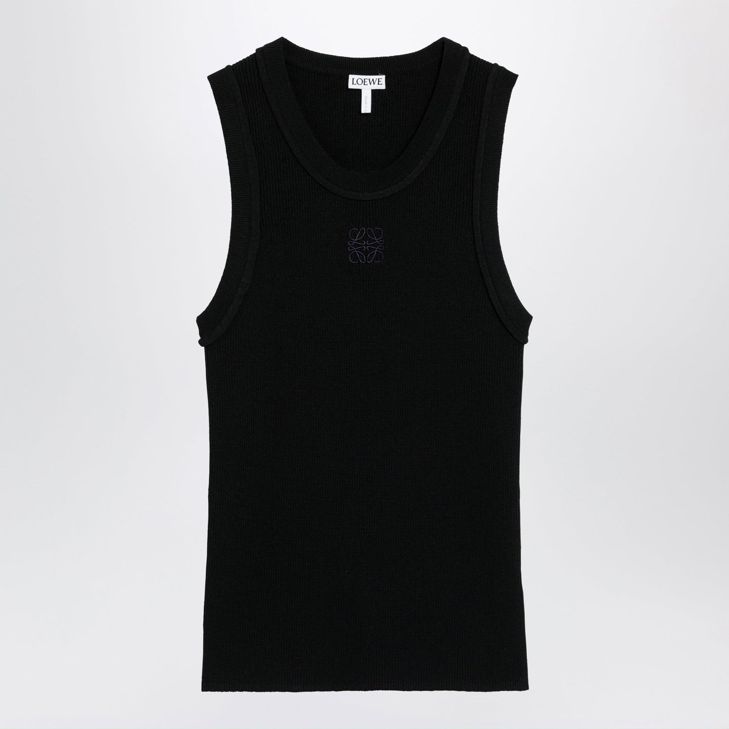 Loewe Black Ribbed Anagram Tank Top In Viscose Women LOEWE