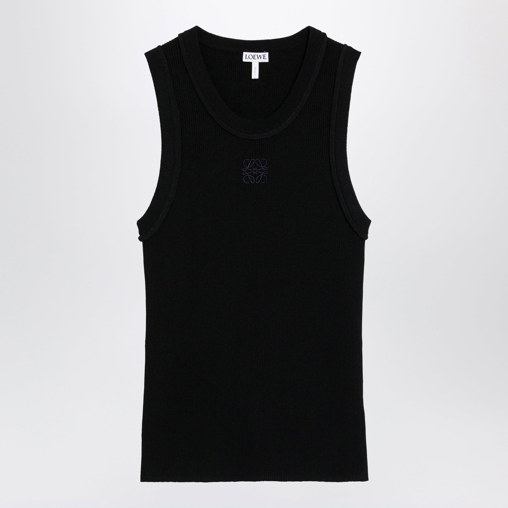 Loewe Black Ribbed Anagram Tank Top In Viscose Women LOEWE