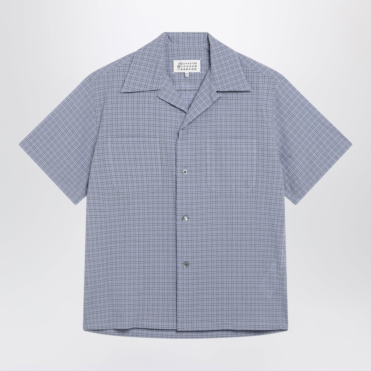Maison Margiela Light Blue Check Bowling Shirt Men MAISON MARGIELA