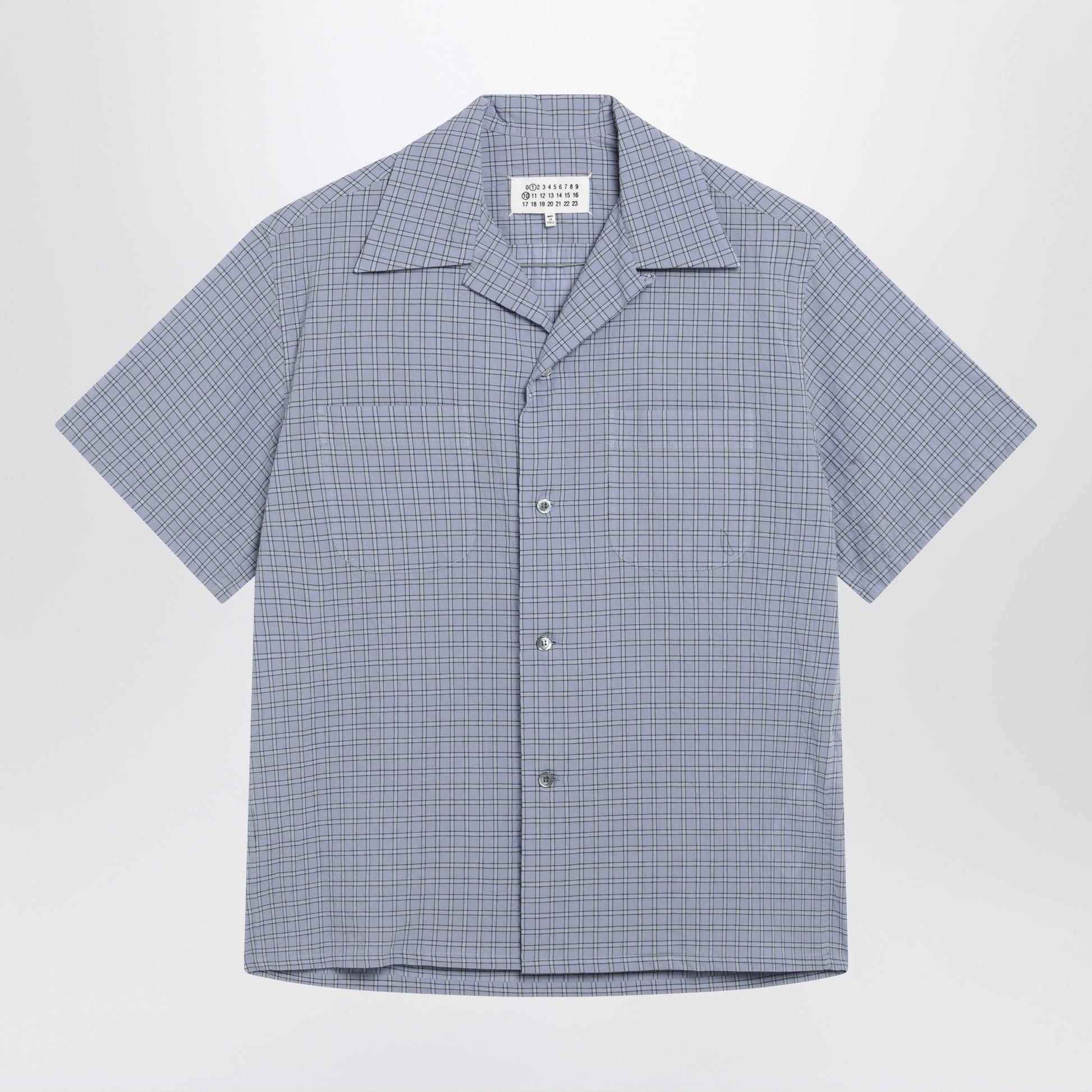 Maison Margiela Light Blue Check Bowling Shirt Men MAISON MARGIELA