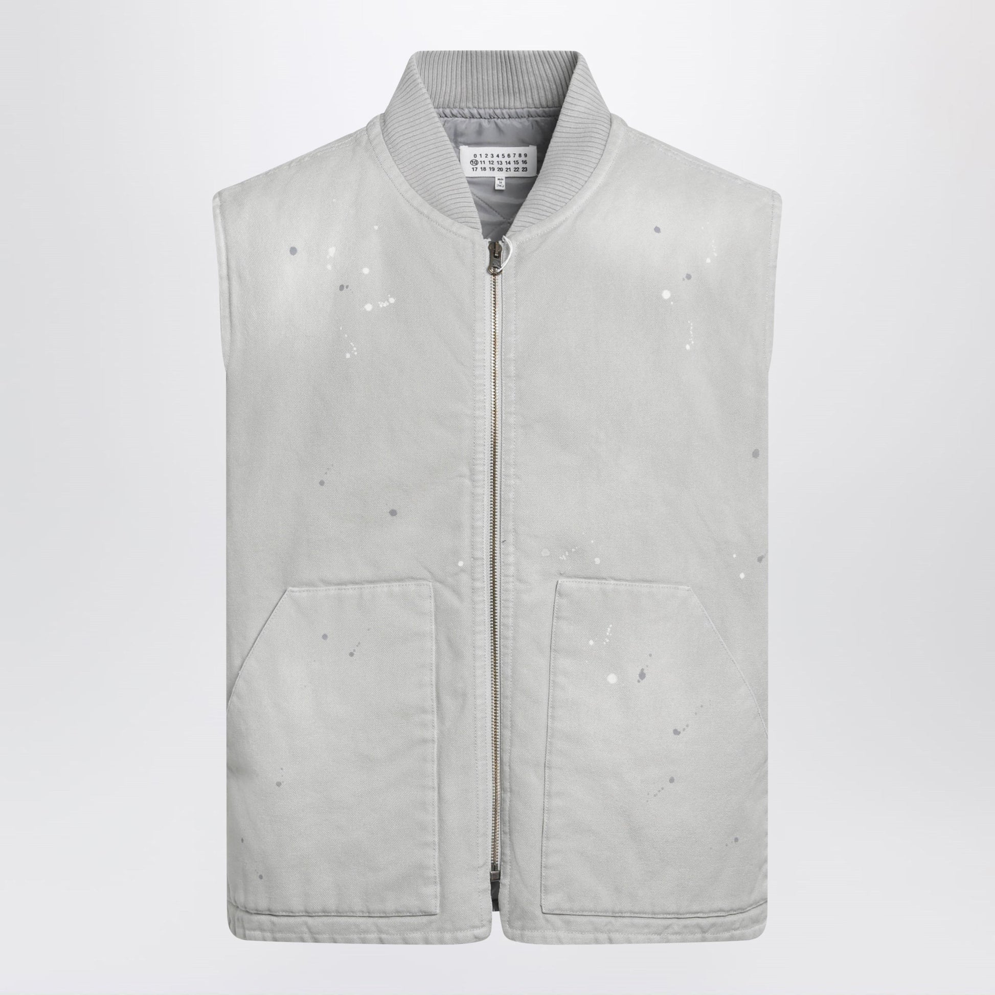 Maison Margiela Vintage Pearl Grey Vest With Paint-Effect Details Men MAISON MARGIELA