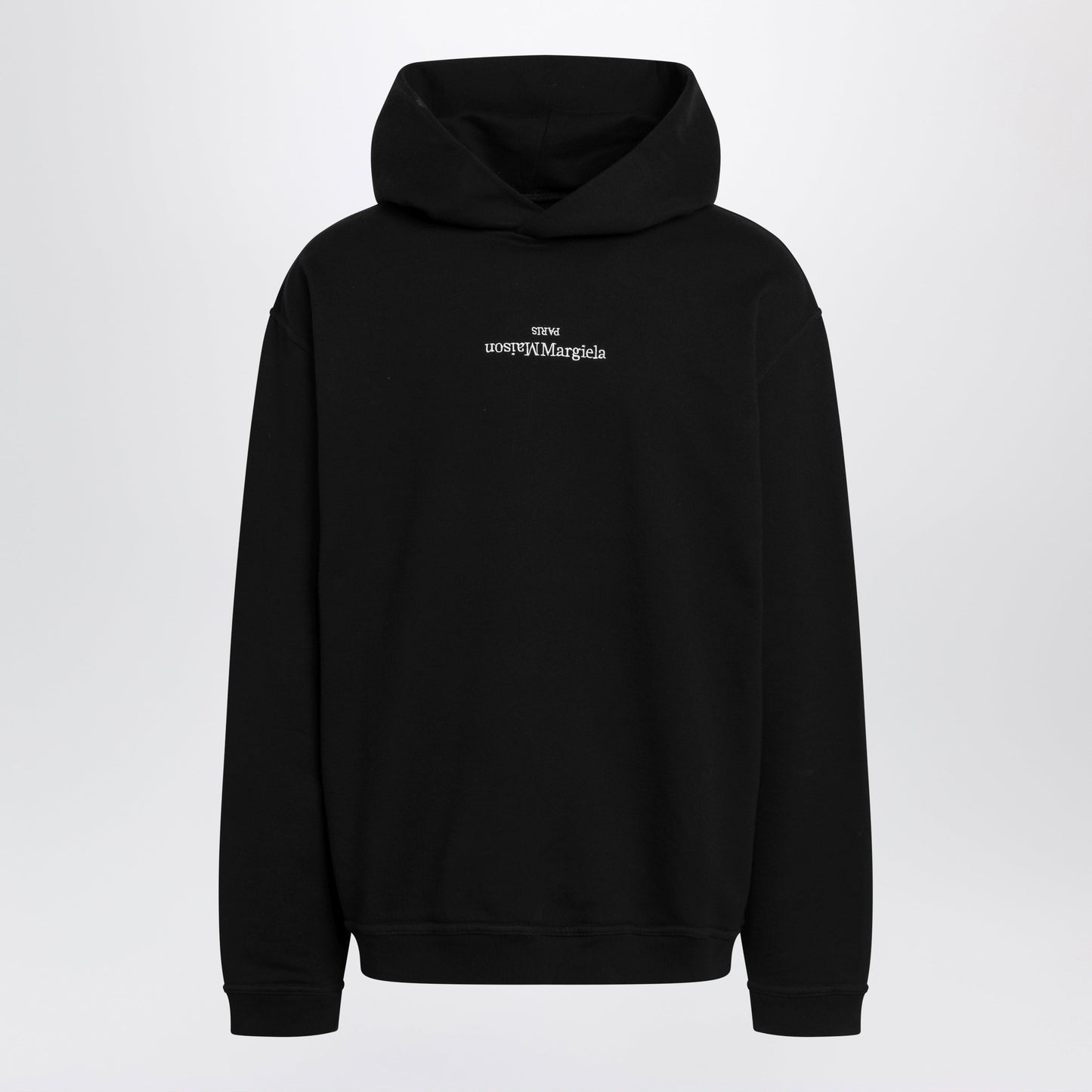 Maison Margiela Black Hoodie With Reversed Logo Men MAISON MARGIELA