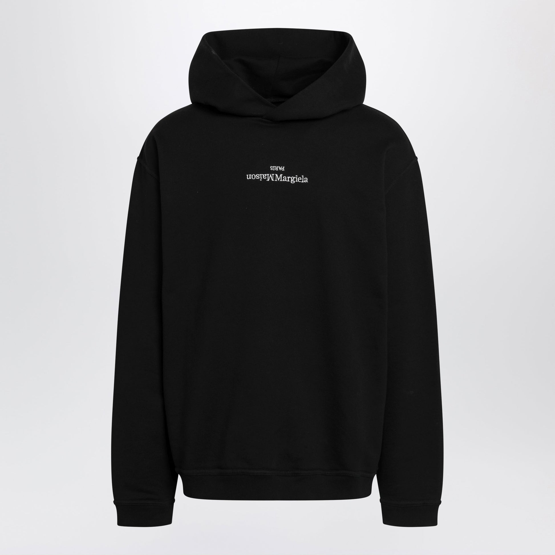 Maison Margiela Black Hoodie With Reversed Logo Men MAISON MARGIELA