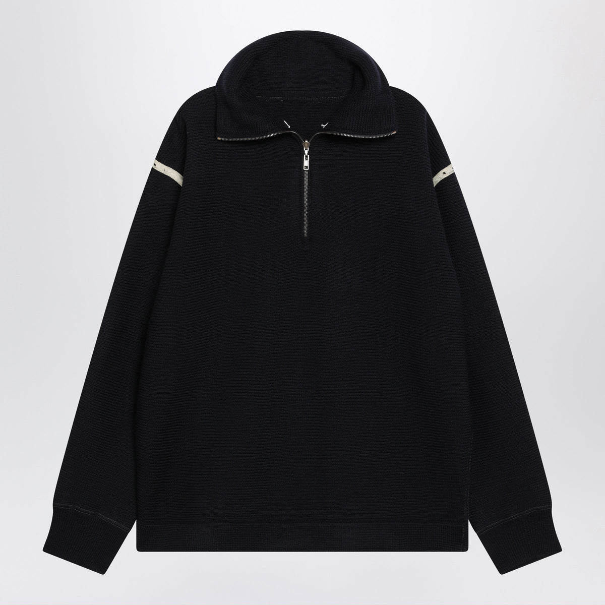 Maison Margiela Blue Wool Sweater With Elbow Patches Men MAISON MARGIELA