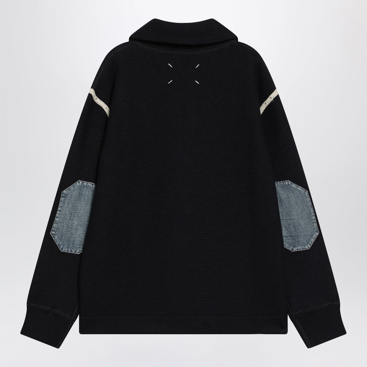 Maison Margiela Blue Wool Sweater With Elbow Patches Men MAISON MARGIELA