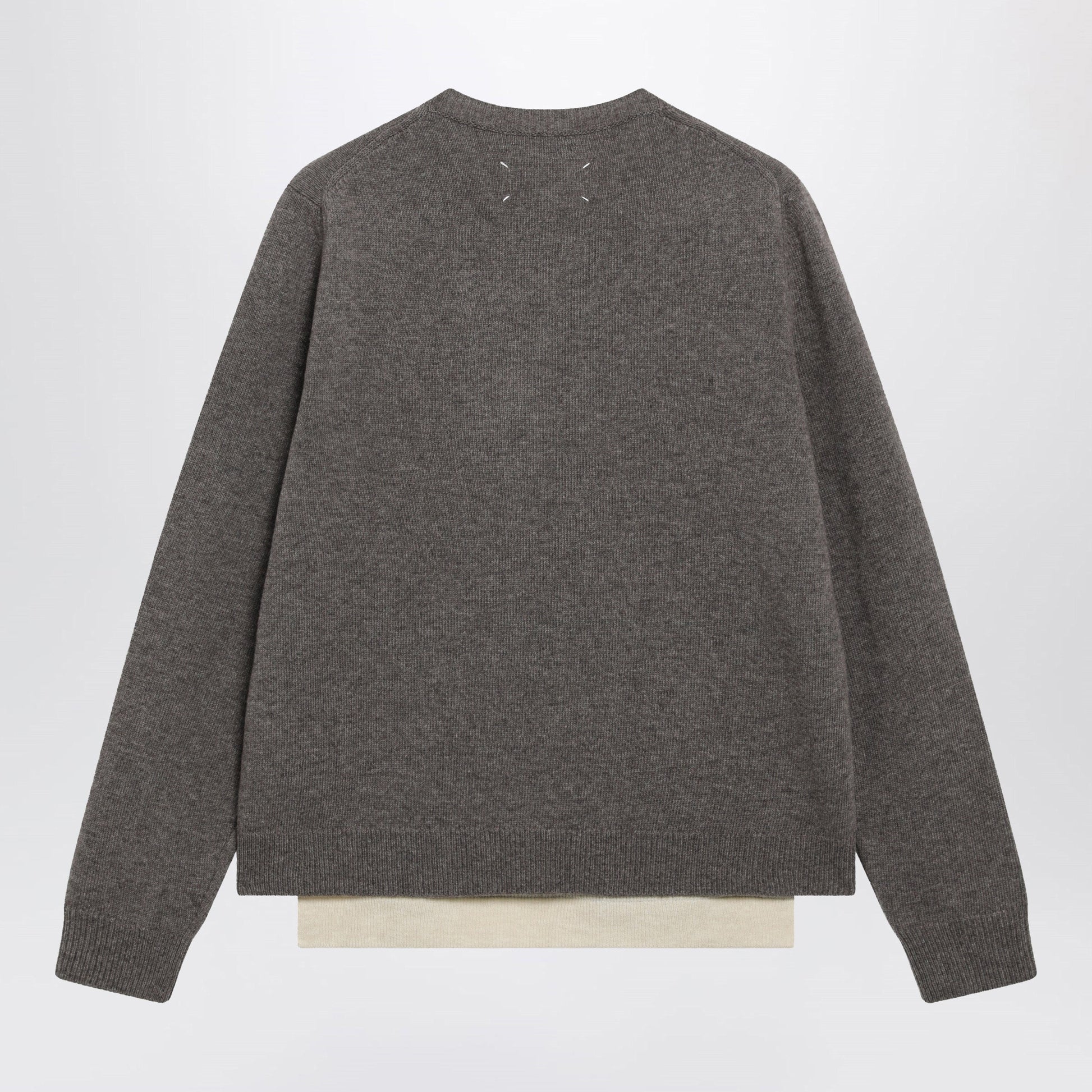 Maison Margiela Crewneck Lambswool Sweater In Mud And Ecru Men MAISON MARGIELA