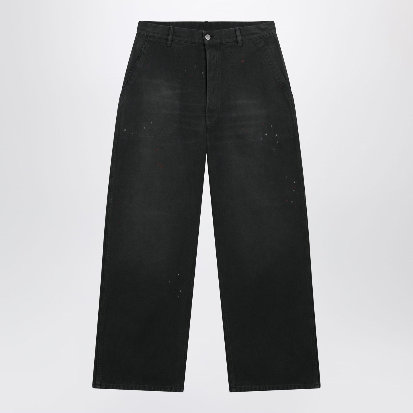 Maison Margiela Double-Dyed Work Trousers In Black Cotton With Spots Men MAISON MARGIELA
