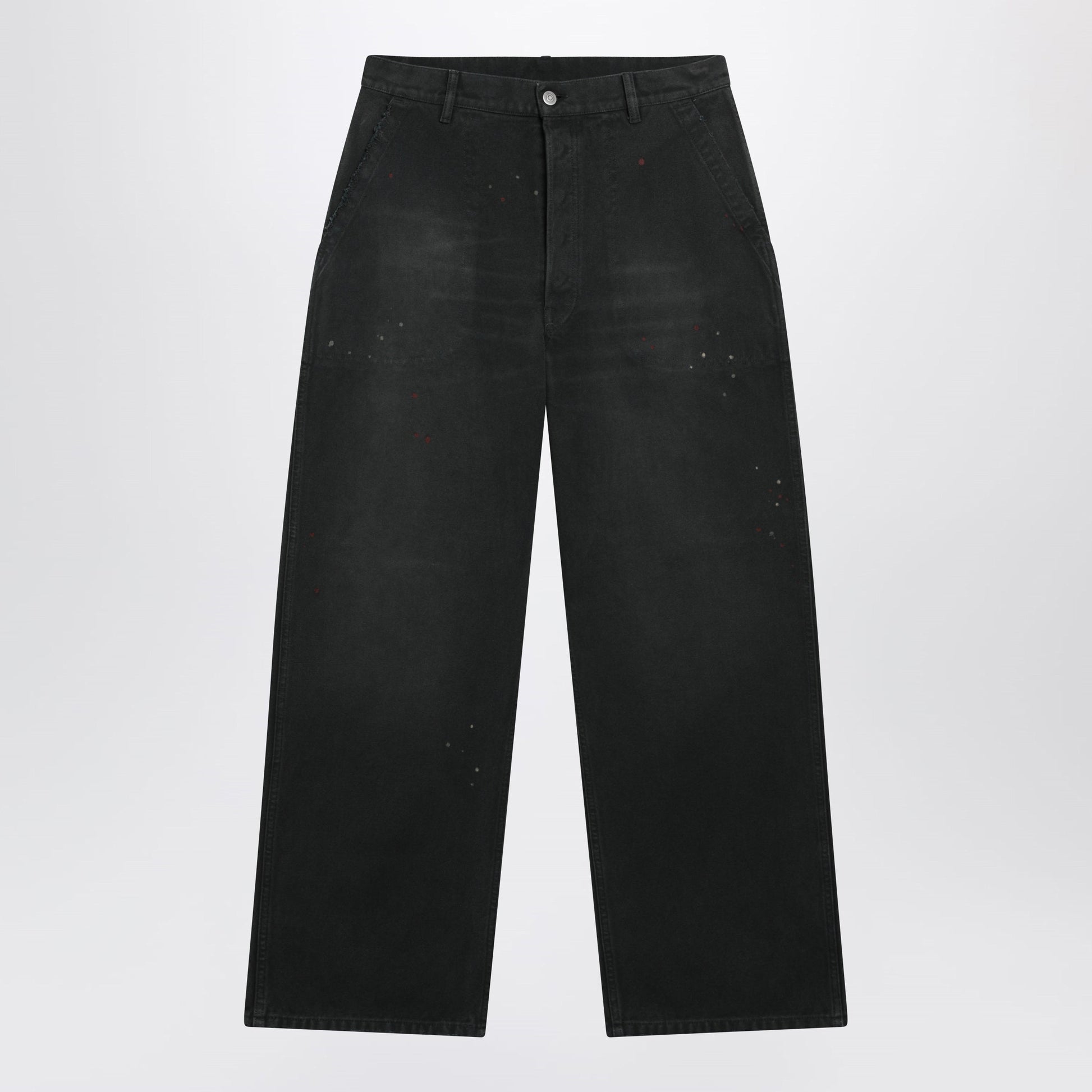 Maison Margiela Double-Dyed Work Trousers In Black Cotton With Spots Men MAISON MARGIELA