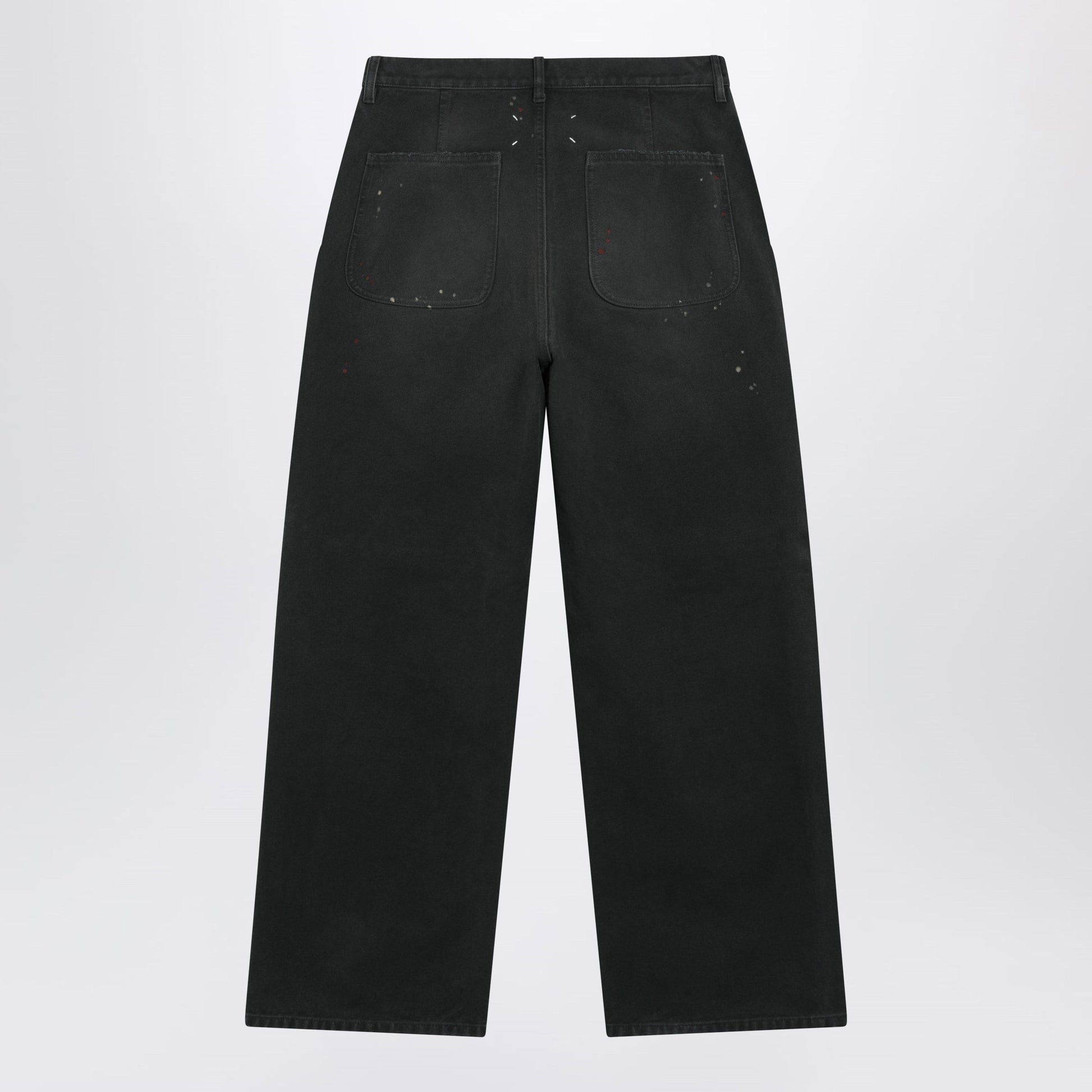 Maison Margiela Double-Dyed Work Trousers In Black Cotton With Spots Men MAISON MARGIELA