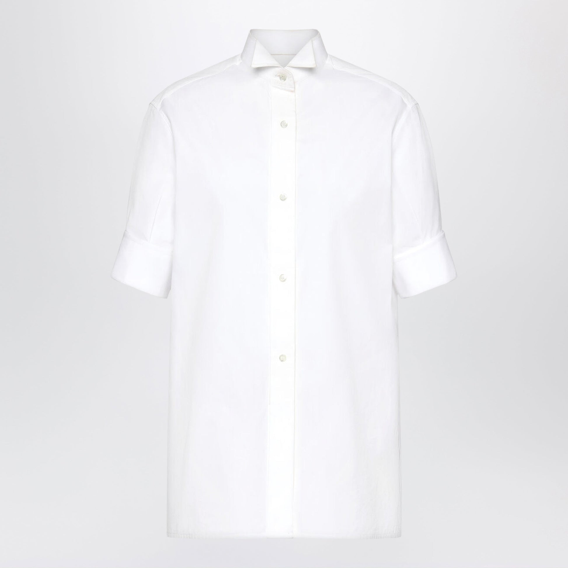Maison Margiela Short-Sleeved Shirt In White Cotton Poplin Women MAISON MARGIELA