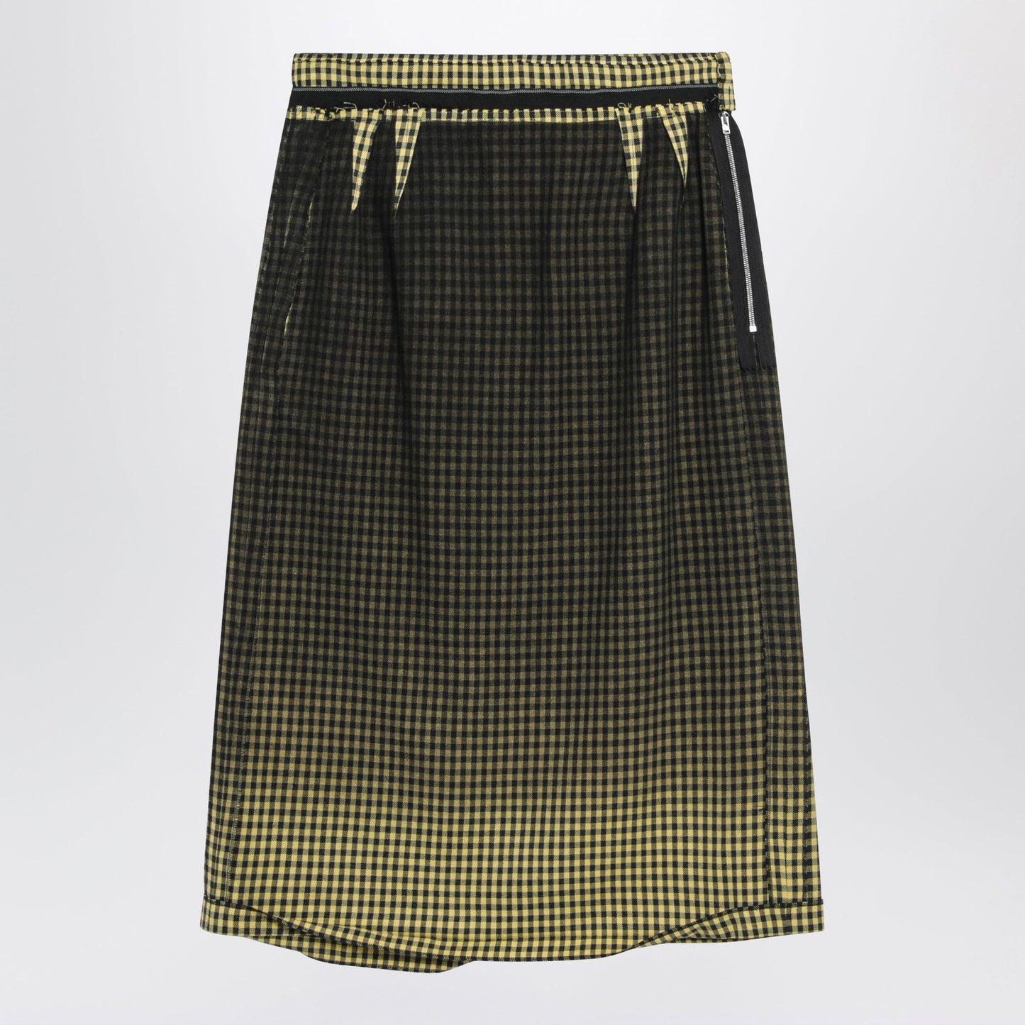 Maison Margiela Virgin Wool Midi Skirt With Faded Check Pattern Women MAISON MARGIELA