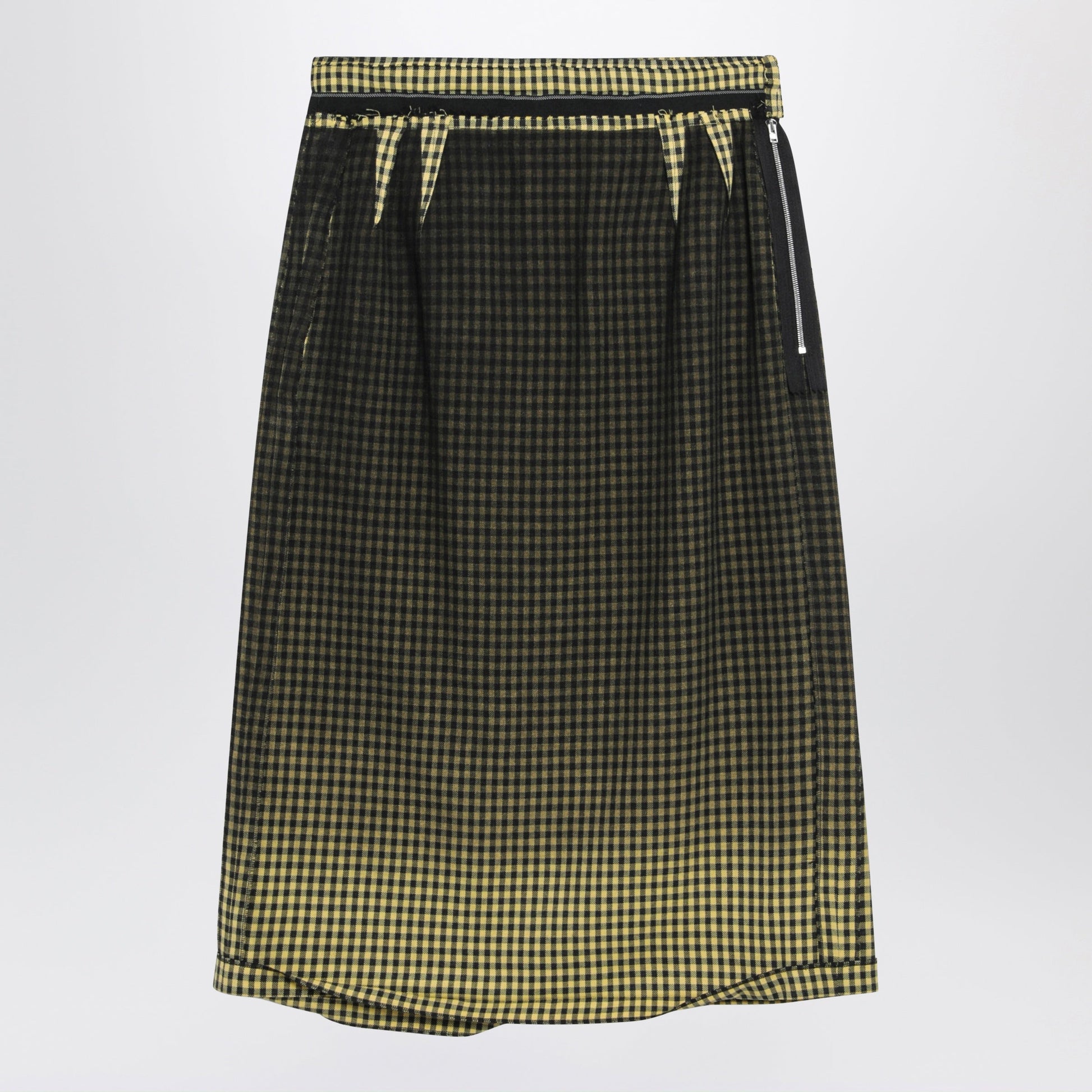 Maison Margiela Virgin Wool Midi Skirt With Faded Check Pattern Women MAISON MARGIELA
