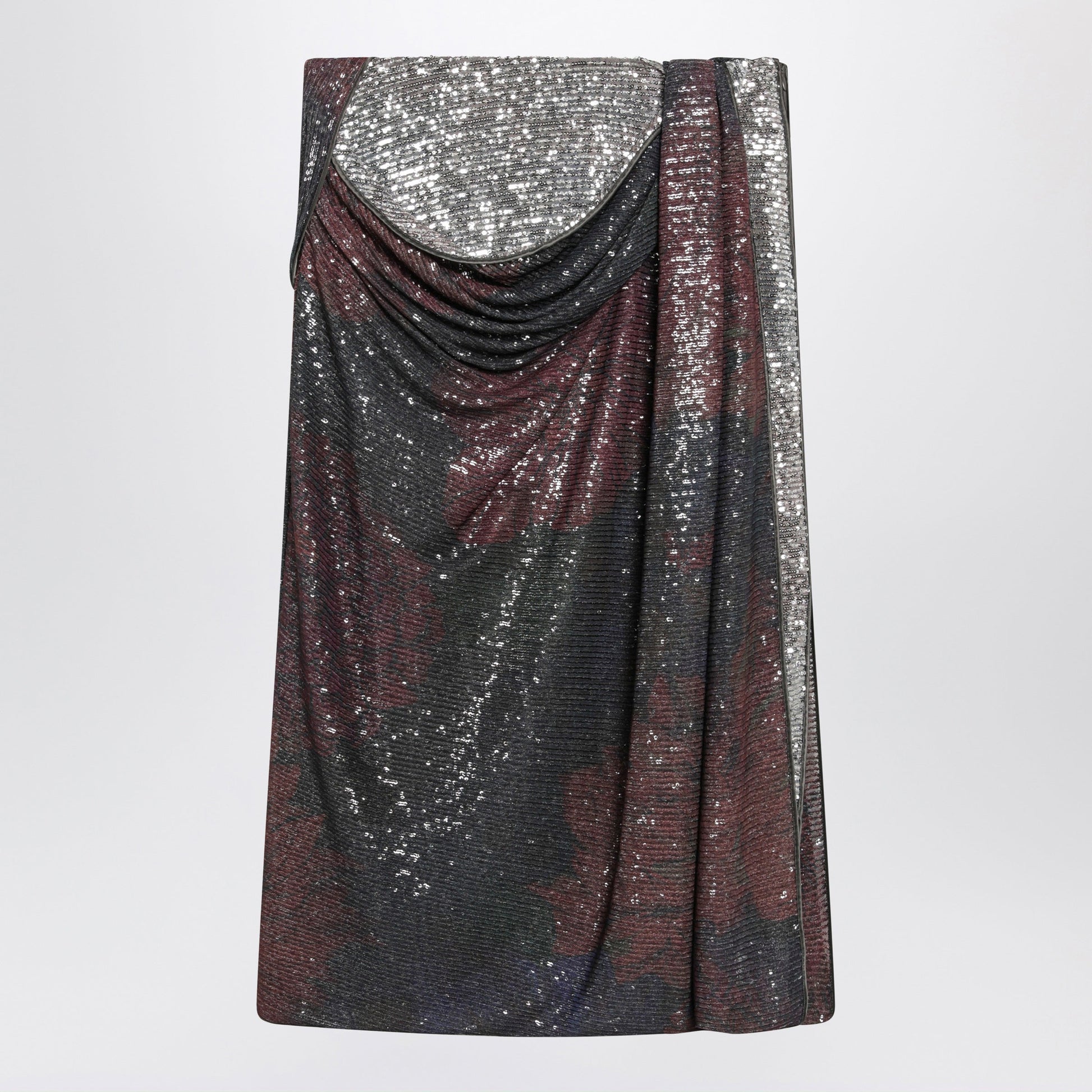 Maison Margiela Printed Draped Sequin Maxi Skirt In Blue And Burgundy Women MAISON MARGIELA