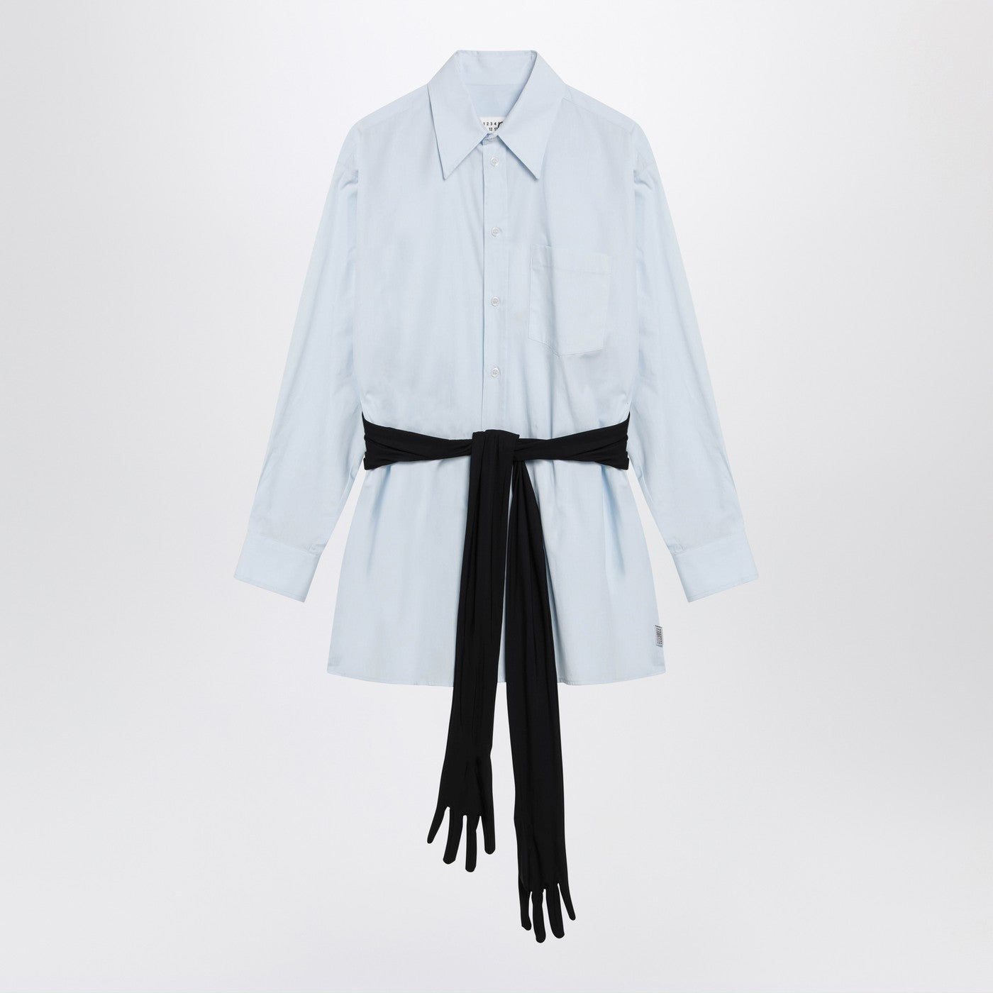 Mm6 Maison Margiela Light Blue Cotton Shirt With Gloves Women MM6 MAISON MARGIELA