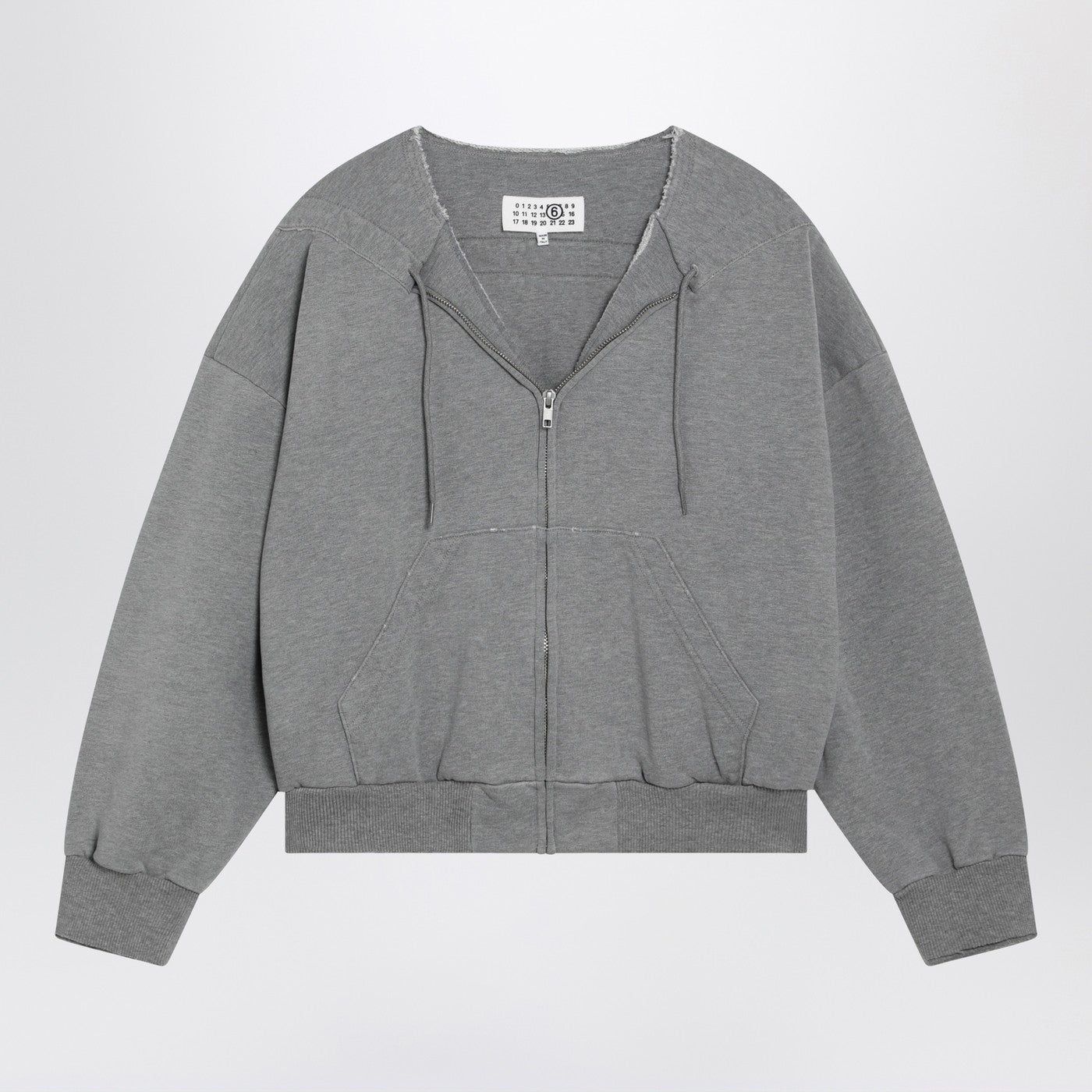 Mm6 Maison Margiela Felpa Con Zip E Coulisse In Cotone Grigia Women MM6 MAISON MARGIELA
