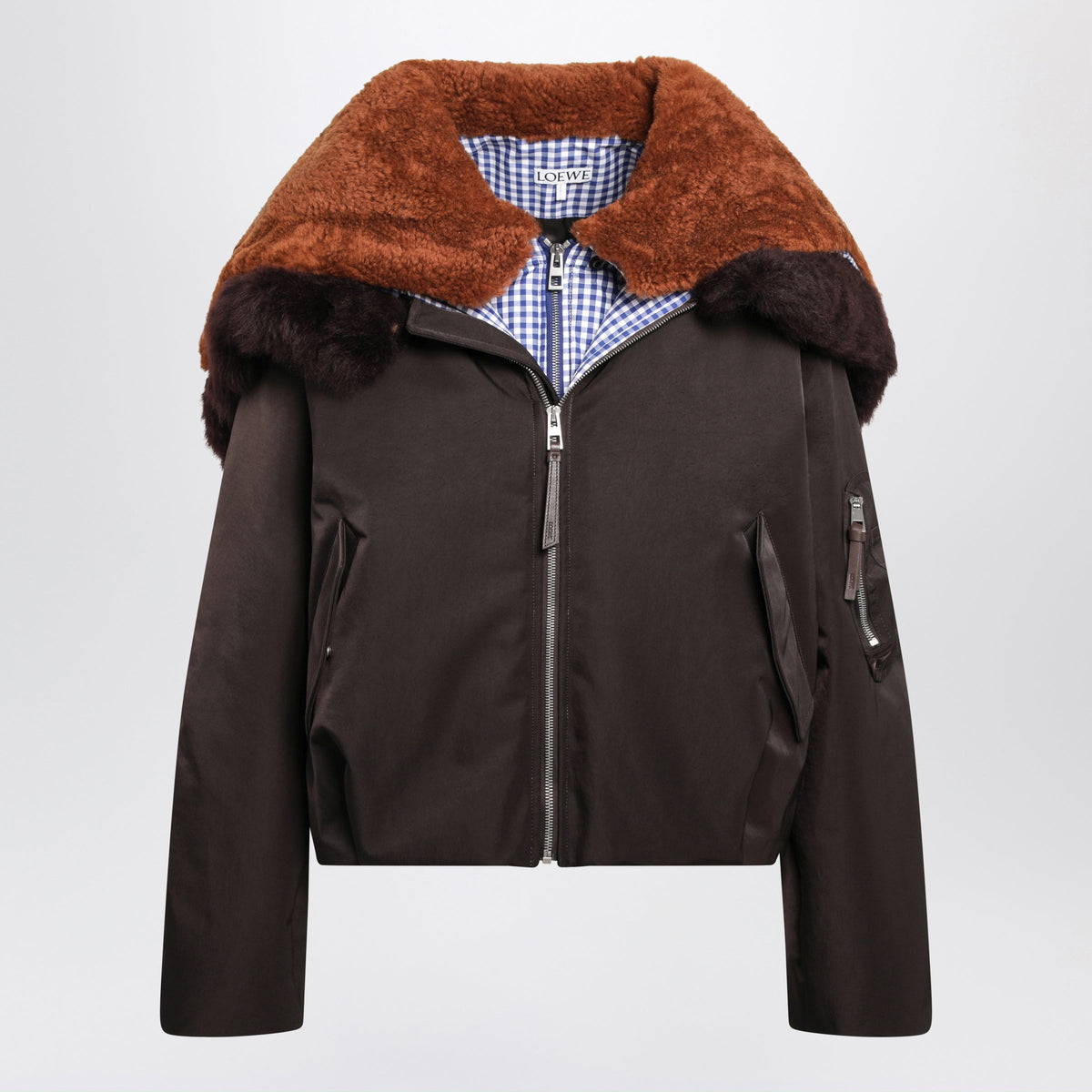 Loewe Brown Bomber Jacket In Technical Fabric Women LOEWE