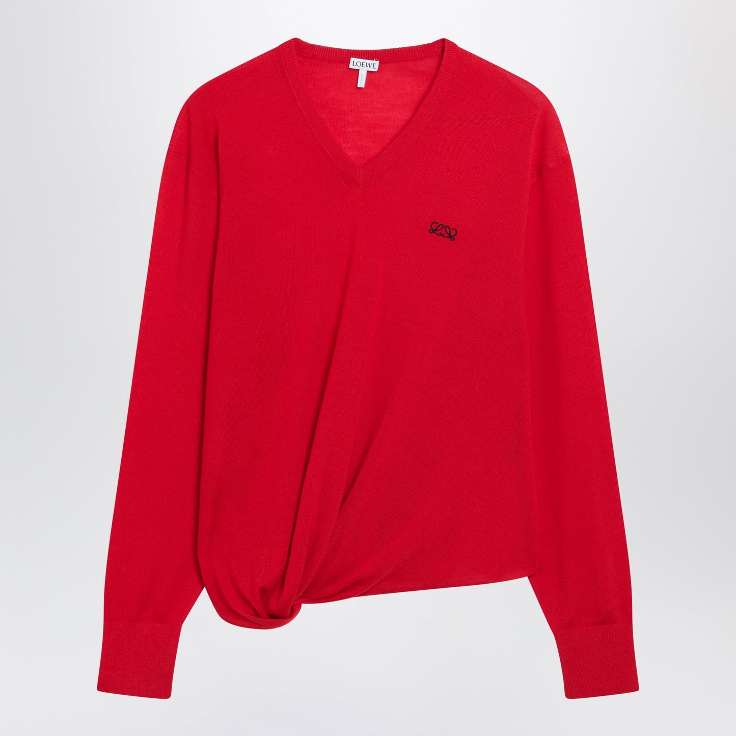 Loewe Red Merino Wool Draped Top Women LOEWE