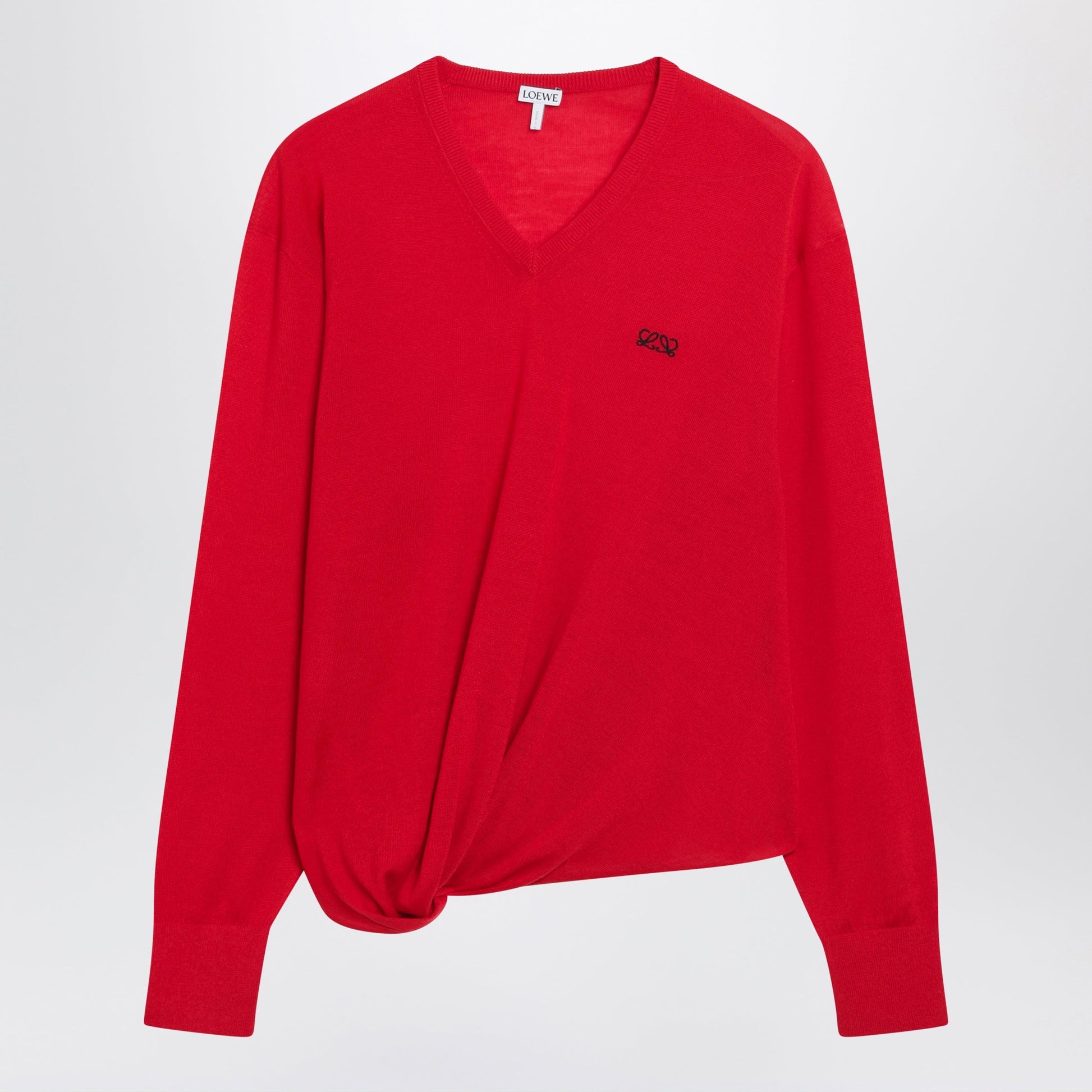 Loewe Red Merino Wool Draped Top Women LOEWE