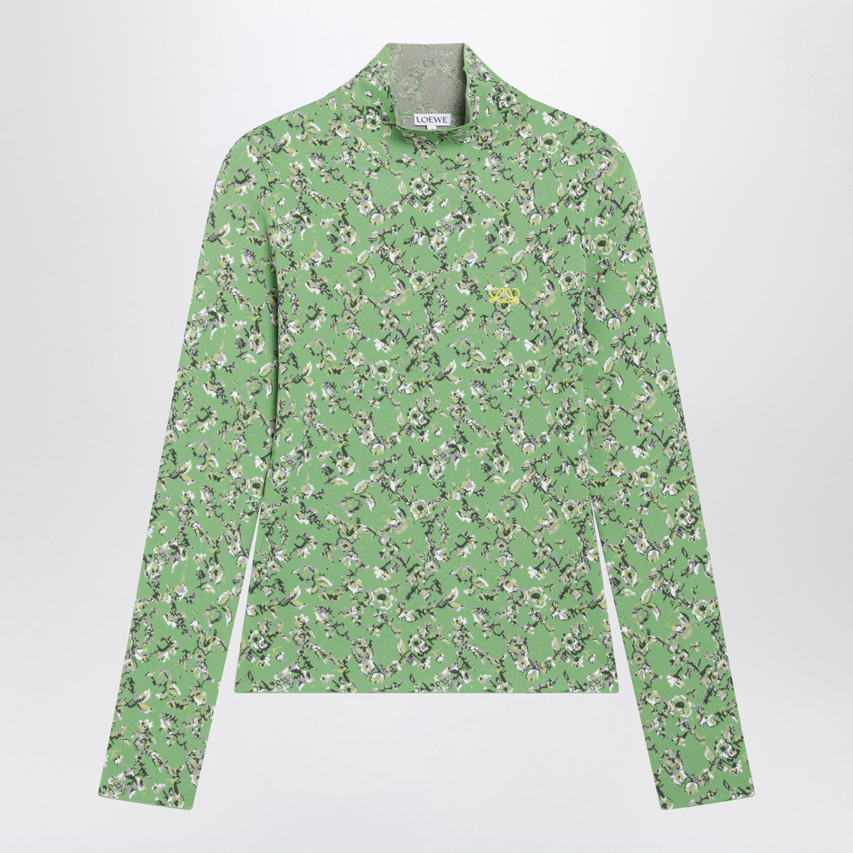 Loewe Green High-Neck Top With Floral Jacquard Pattern Women LOEWE