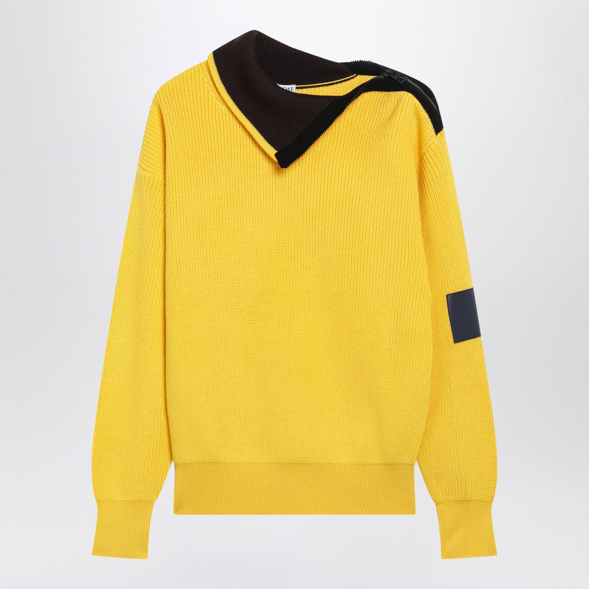 Loewe Yellow Wool Sweater With Zip Detail Women LOEWE