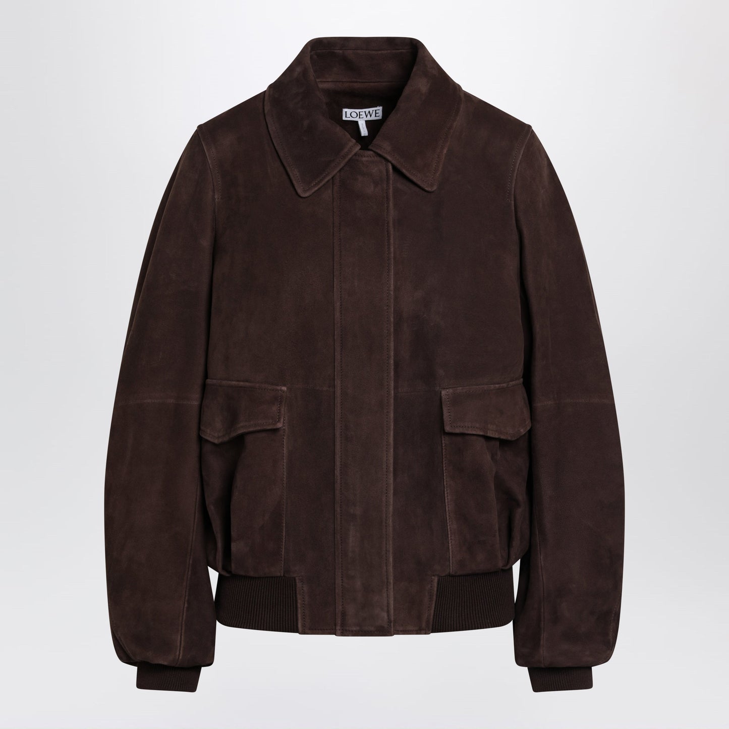 Loewe Dark Brown Suede Bomber Jacket Women LOEWE