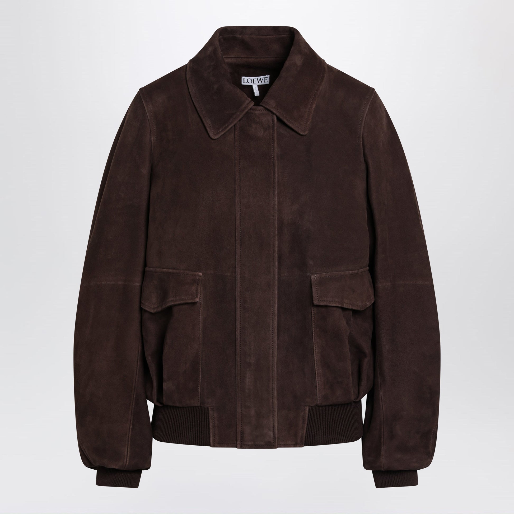 Loewe Dark Brown Suede Bomber Jacket Women LOEWE
