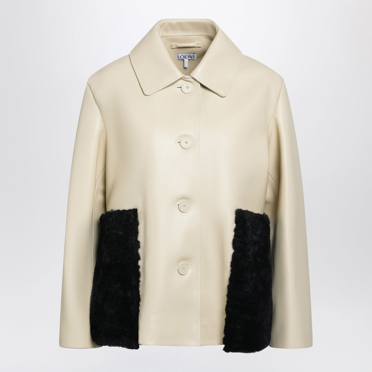 Loewe Light Yellow/Black Lambskin Nappa Leather Jacket Women LOEWE