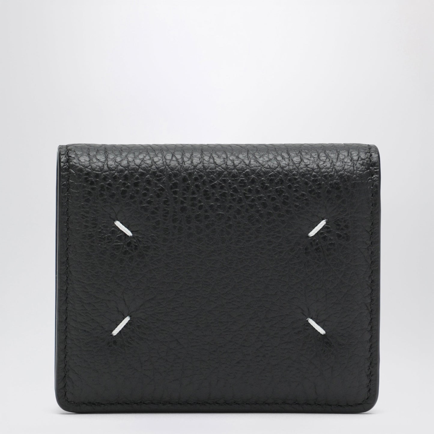 Maison Margiela Four Stitches Compact Grained Leather Card Holder In Black Men MAISON MARGIELA