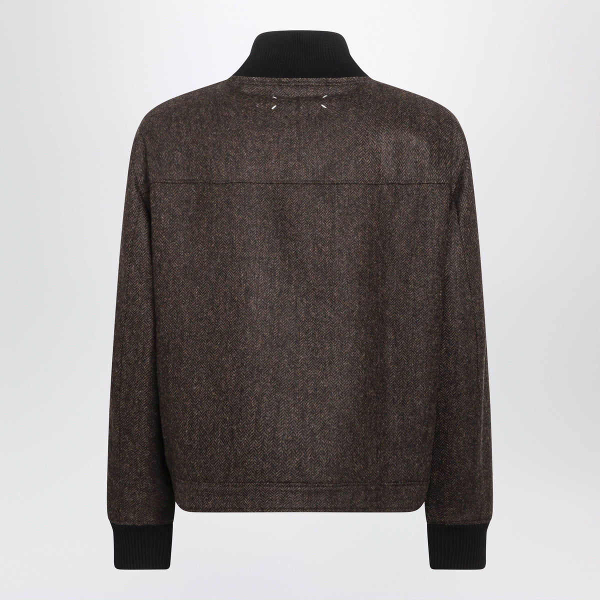 Maison Margiela Brown Wool Herringbone Zip Jacket Men MAISON MARGIELA