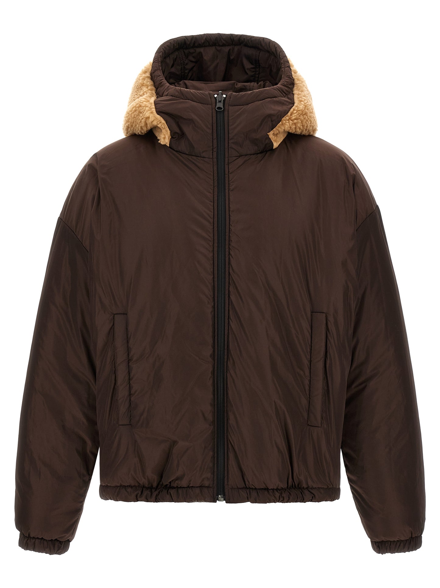 Dsquared2 Men Teddy Reversible Jacket With Logo Patch DSQUARED2