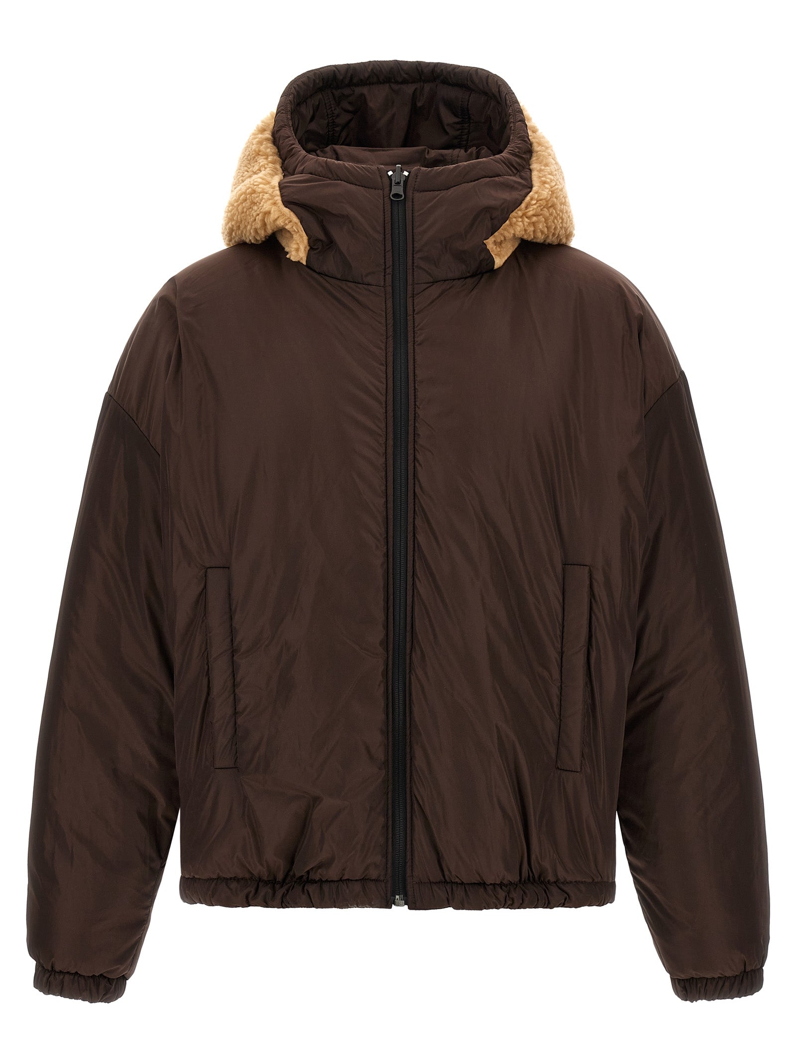 Dsquared2 Men Teddy Reversible Jacket With Logo Patch DSQUARED2