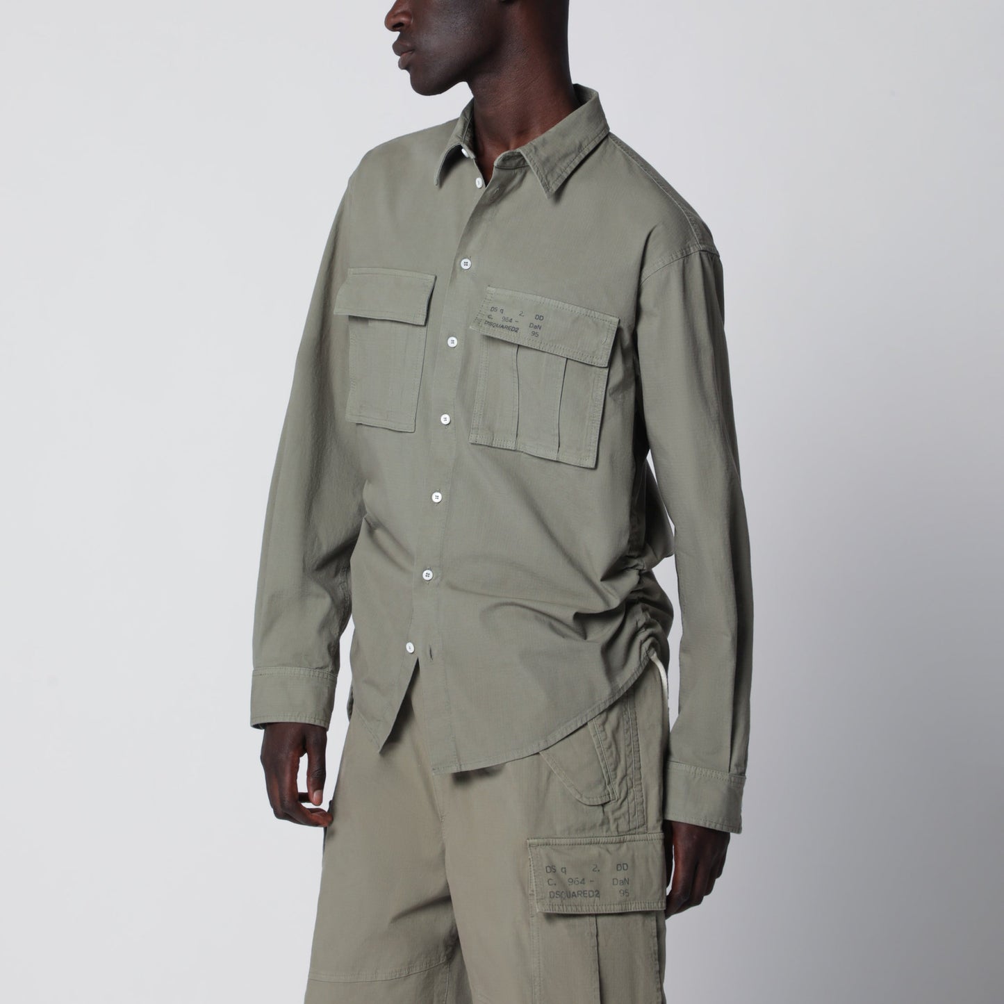 Dsquared2 Military Green Cotton Shirt Men DSQUARED2