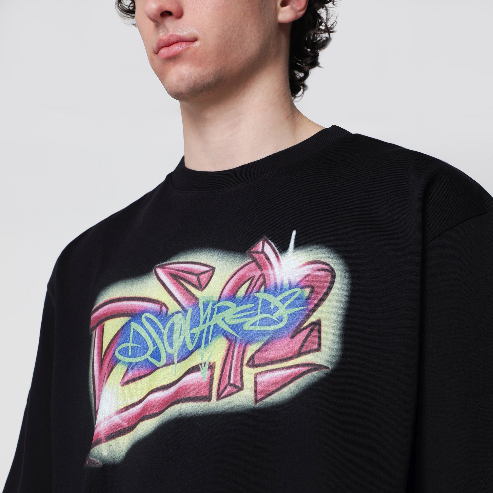 Dsquared2 Rebel Tags Loose-Fit Cotton T-Shirt In Black Men DSQUARED2